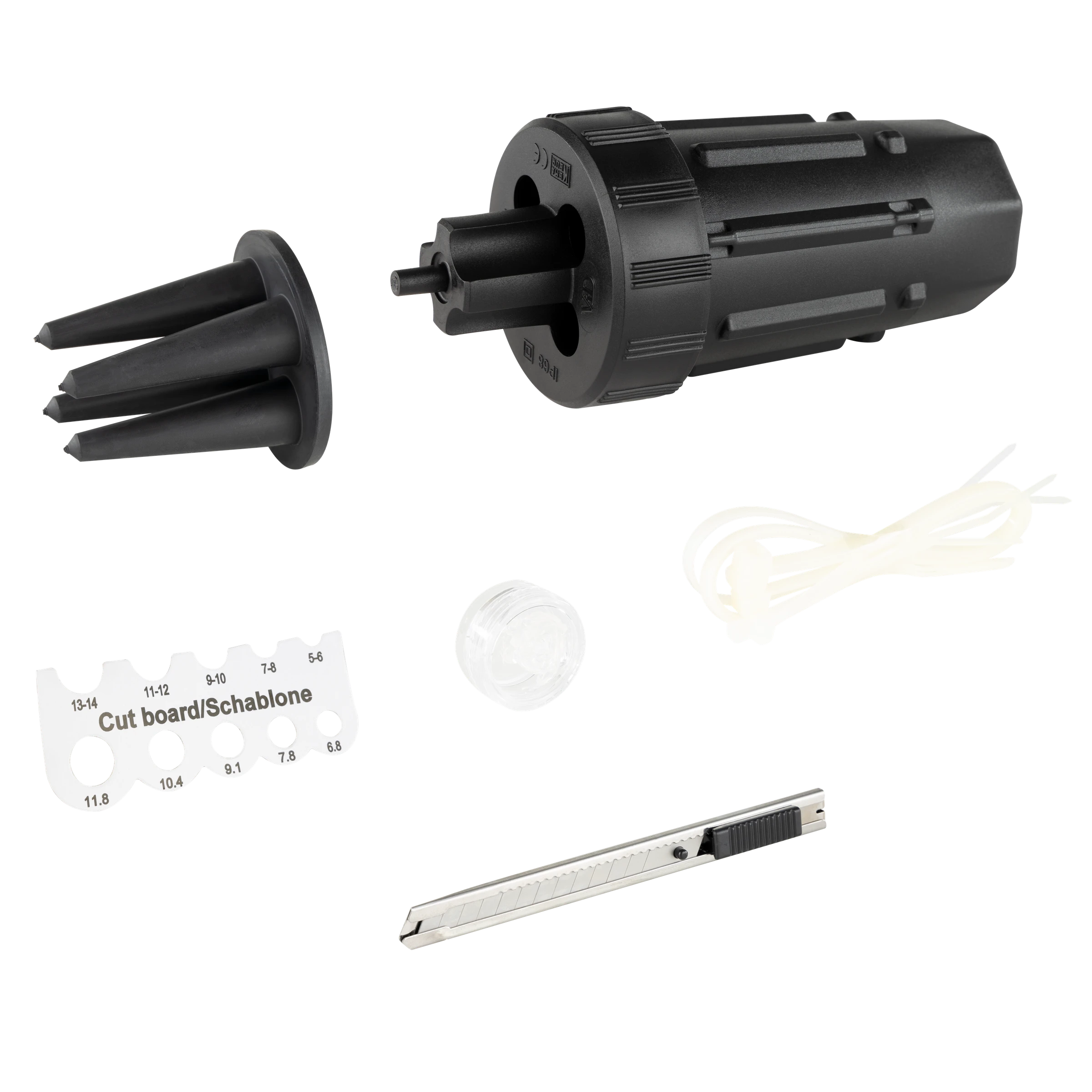 Dosenmuffe für Erdkabelverlegung IP68, 4-f. 5-14mm m. Zubehör schwarz