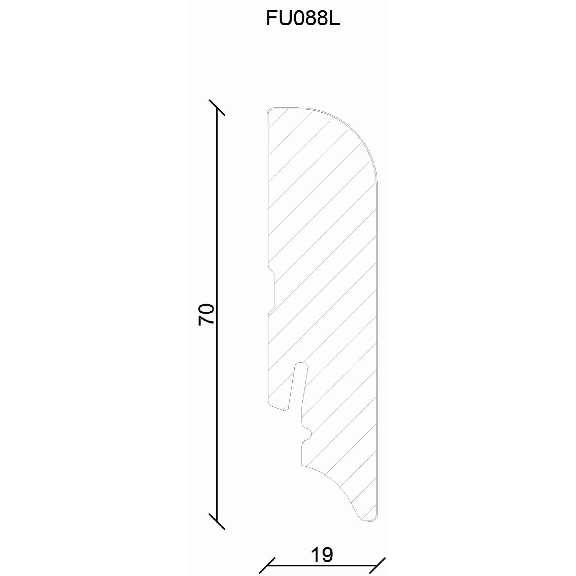 Sockelleiste 19x70x2400mm, weiß foliert (RAL9016), überstreichbar