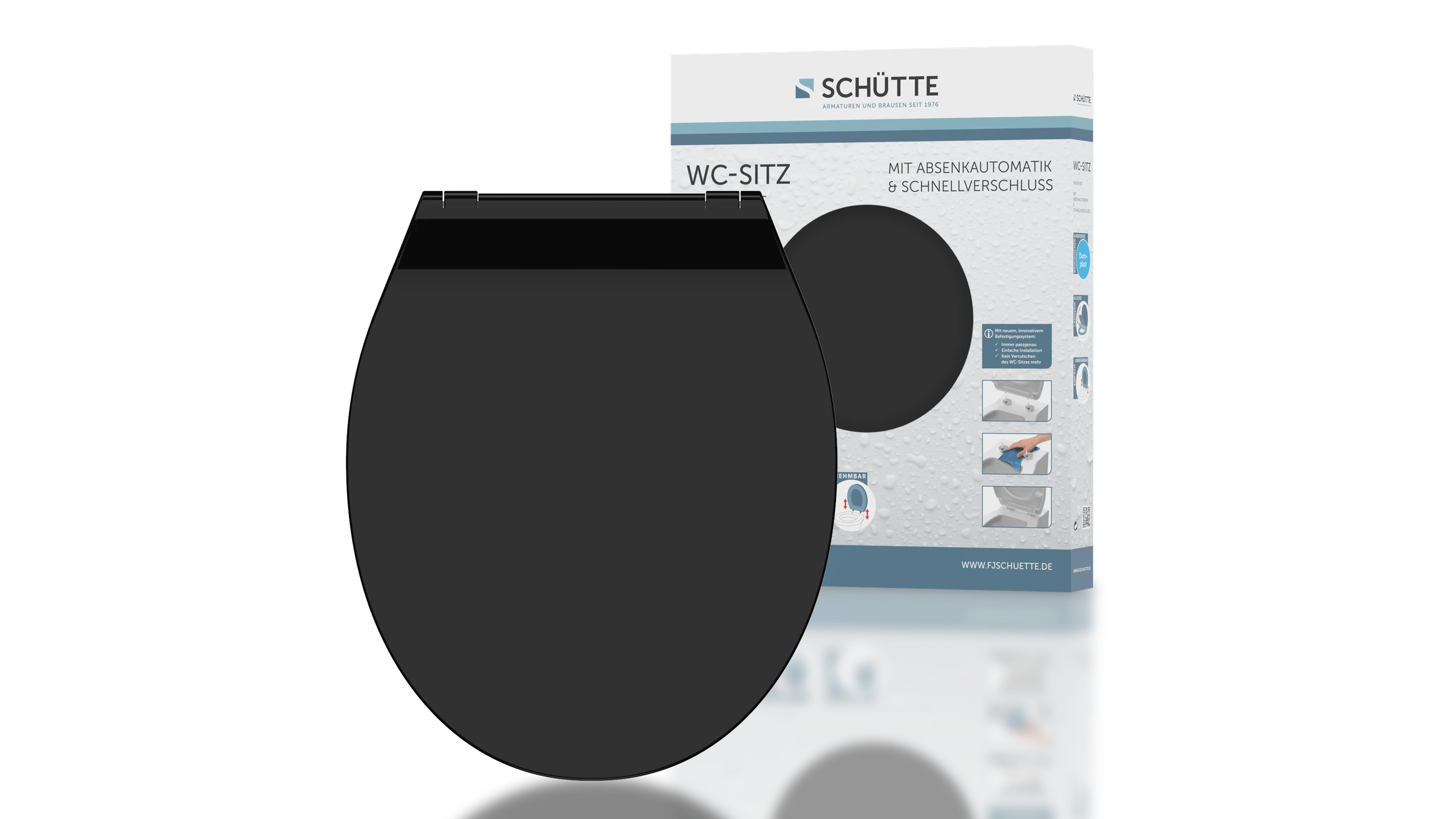Duroplast WC-Sitz SLIM BLACK, mit Absenkautomatik und Schnellverschluss