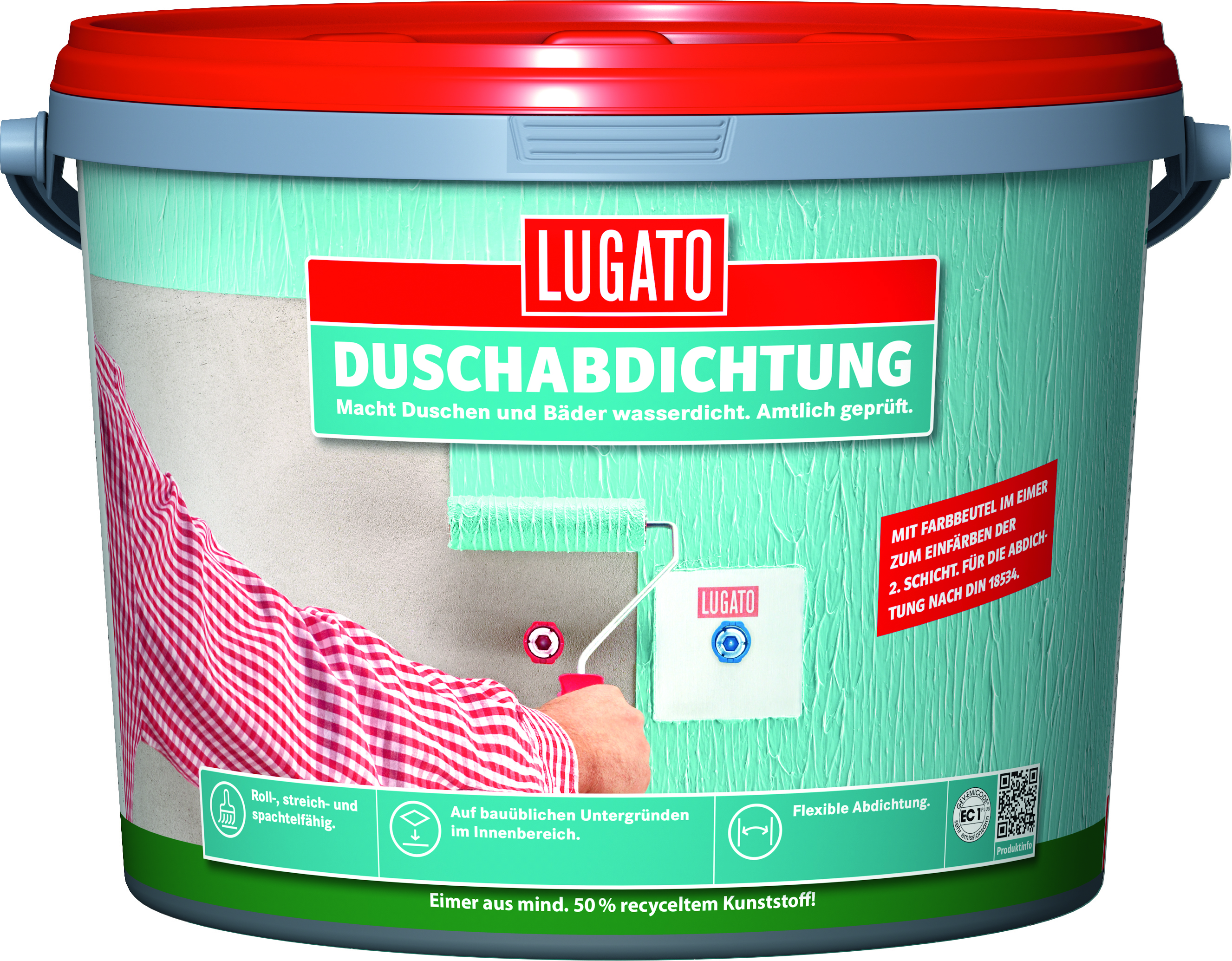 Mintgrüne Latex-Beschichtung zur Abdichtung von Duschen und Bädern
