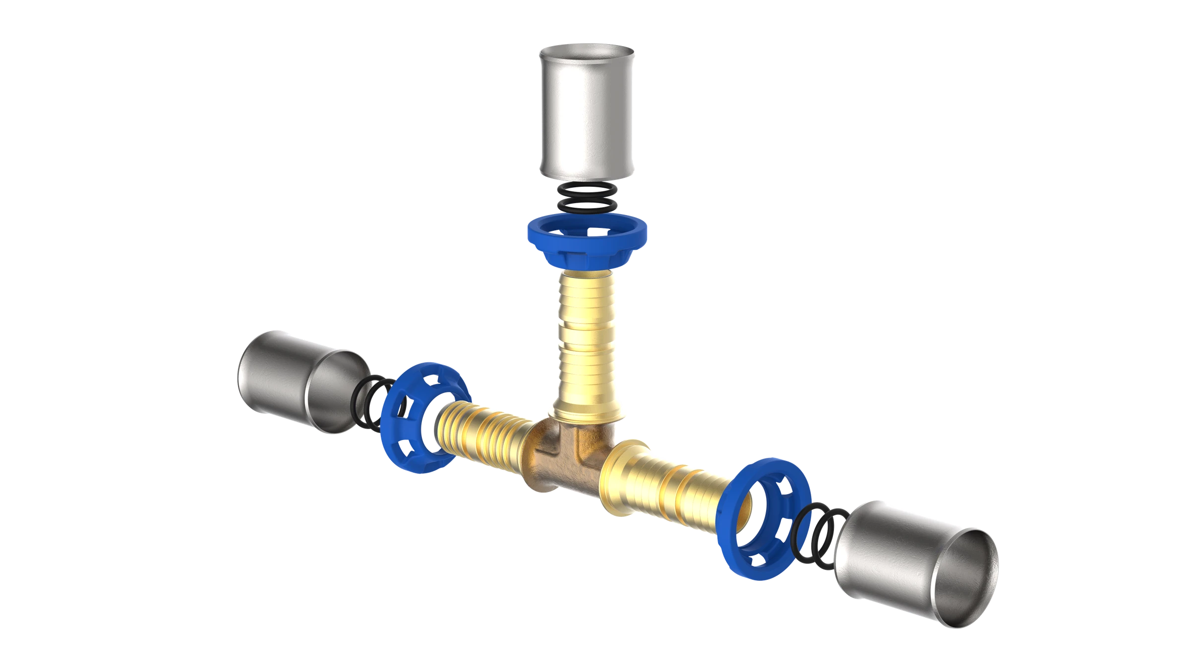 MS T-Stück, blank, 26 mm, Pressfitting für MSVR