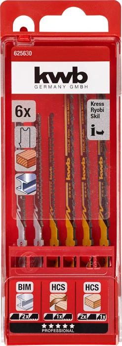 Stichsägeblätter-Set, HCS, 6-teilig