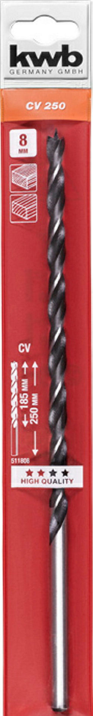 Balkenbohrer, Holzspiralbohrer, extra lang, 250 mm, ø 8.0 mm