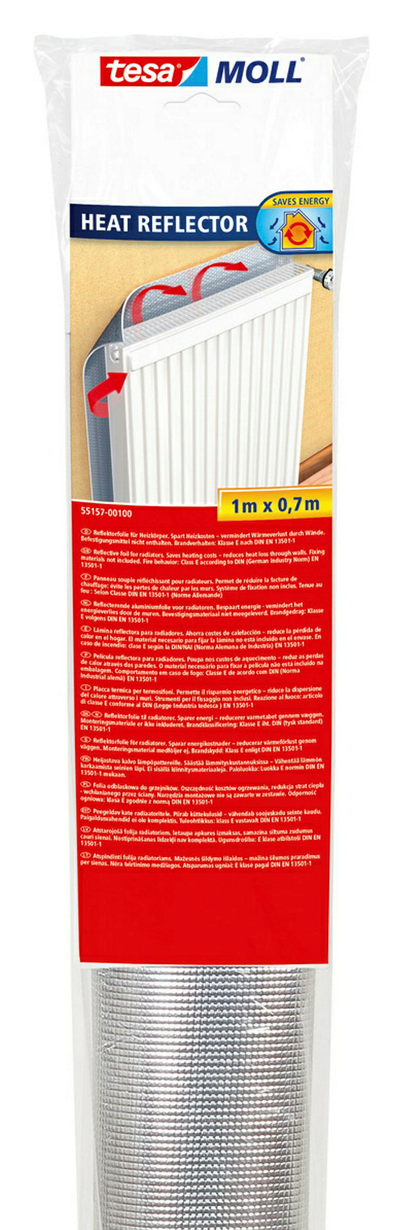 tesamoll® Reflektorfolie für Heizkörper, silber, 1,0m x 0,7m