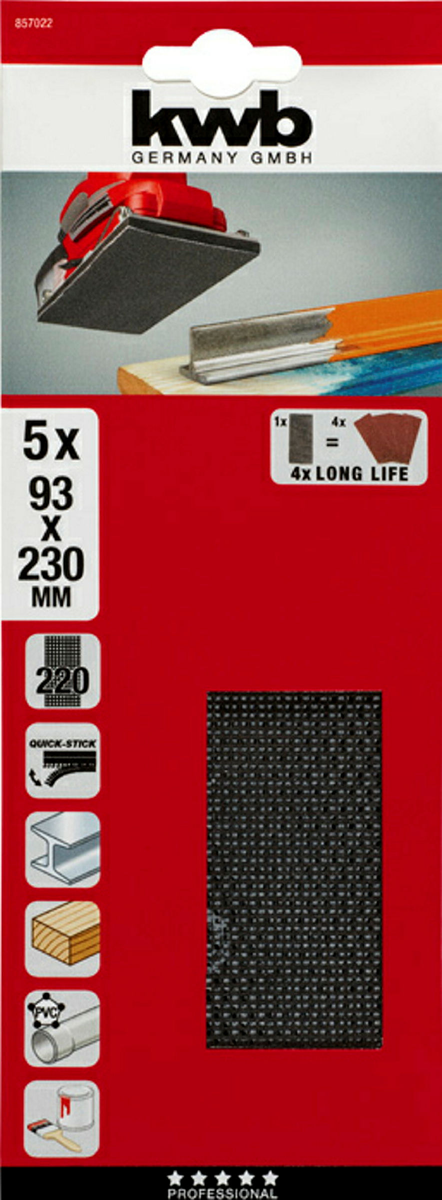 Gitterleinen für Schwingschleifer, 93 x 230 mm, 220