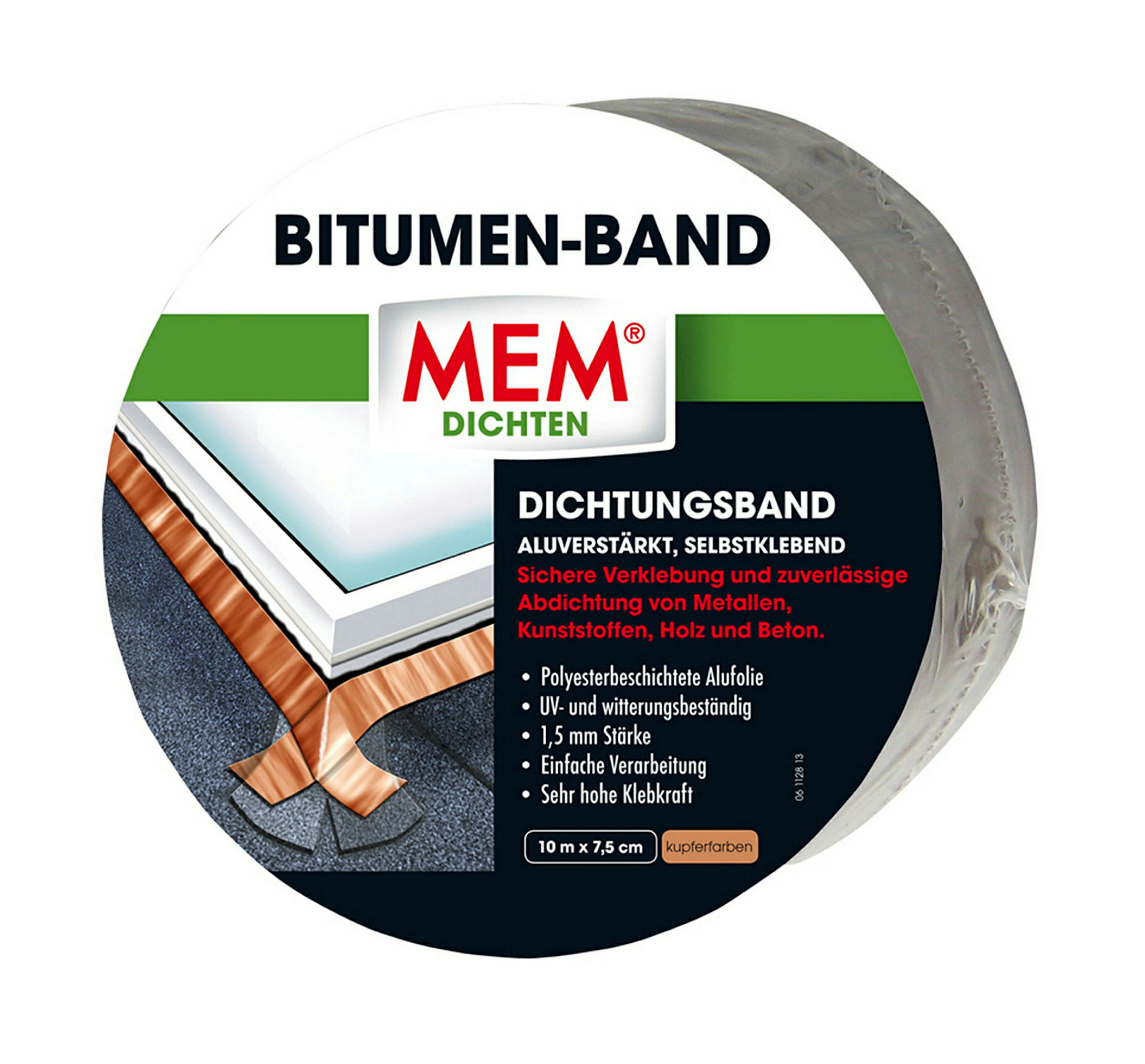 MEM Bitumen-Band, 10 m x 7,5 cm kupfer