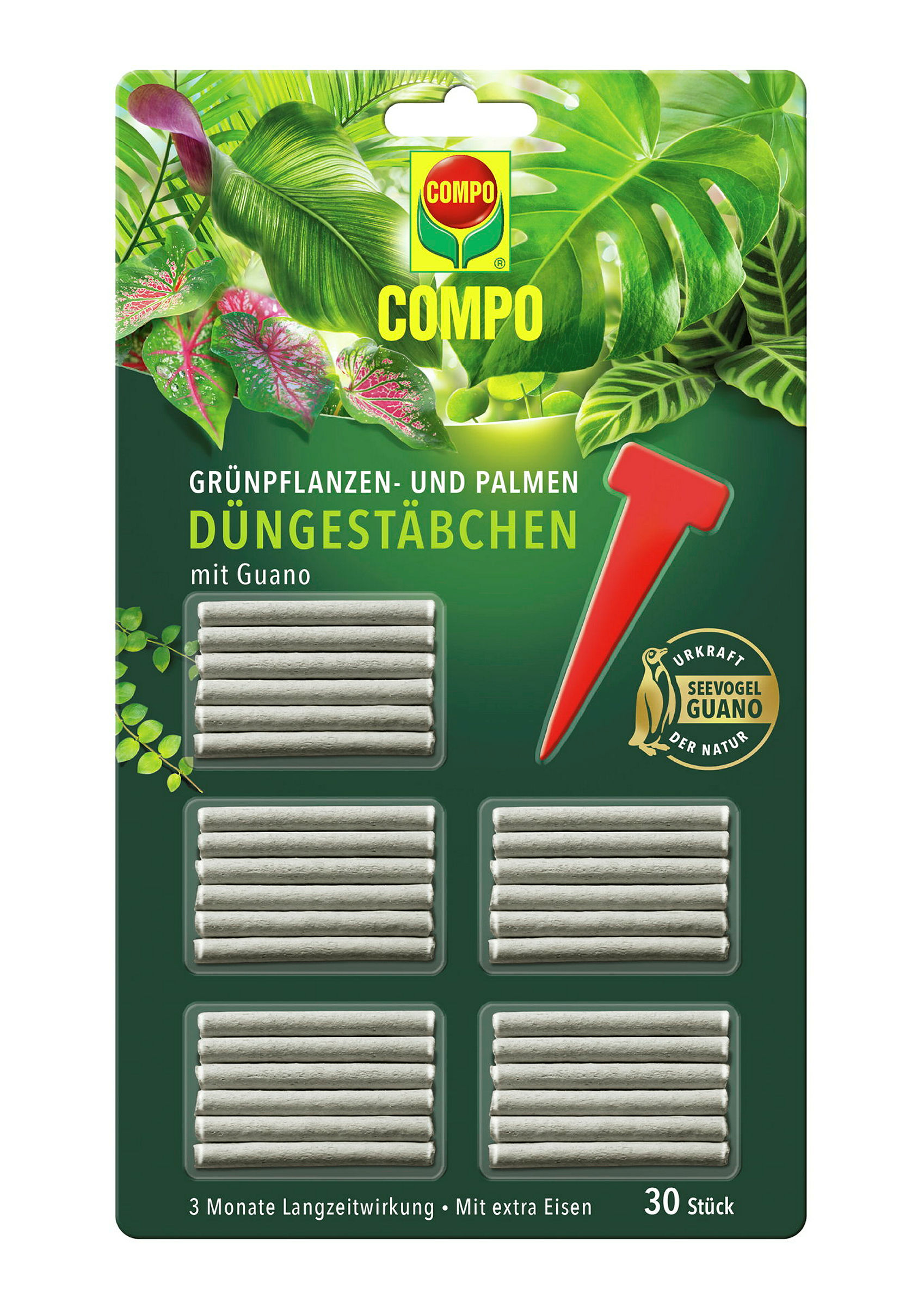 COMPO Grünpflanzen- u. PalmenDüngestäbchen mit Guano 30 St.