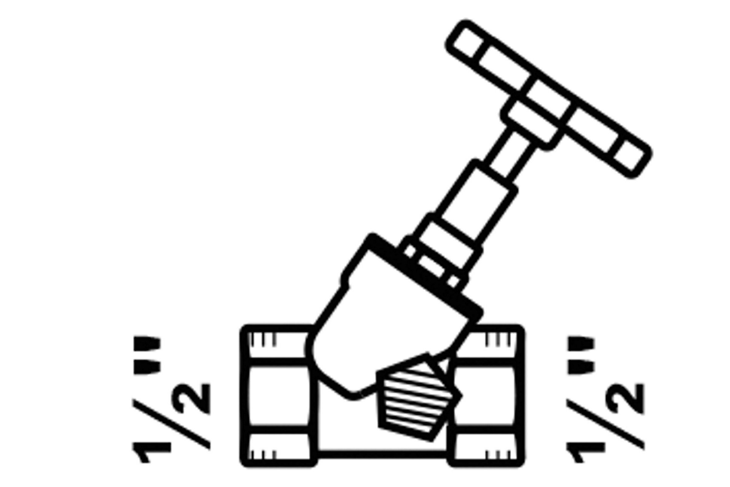 Schrägsitzventil, 1/2'', mit Entleerung