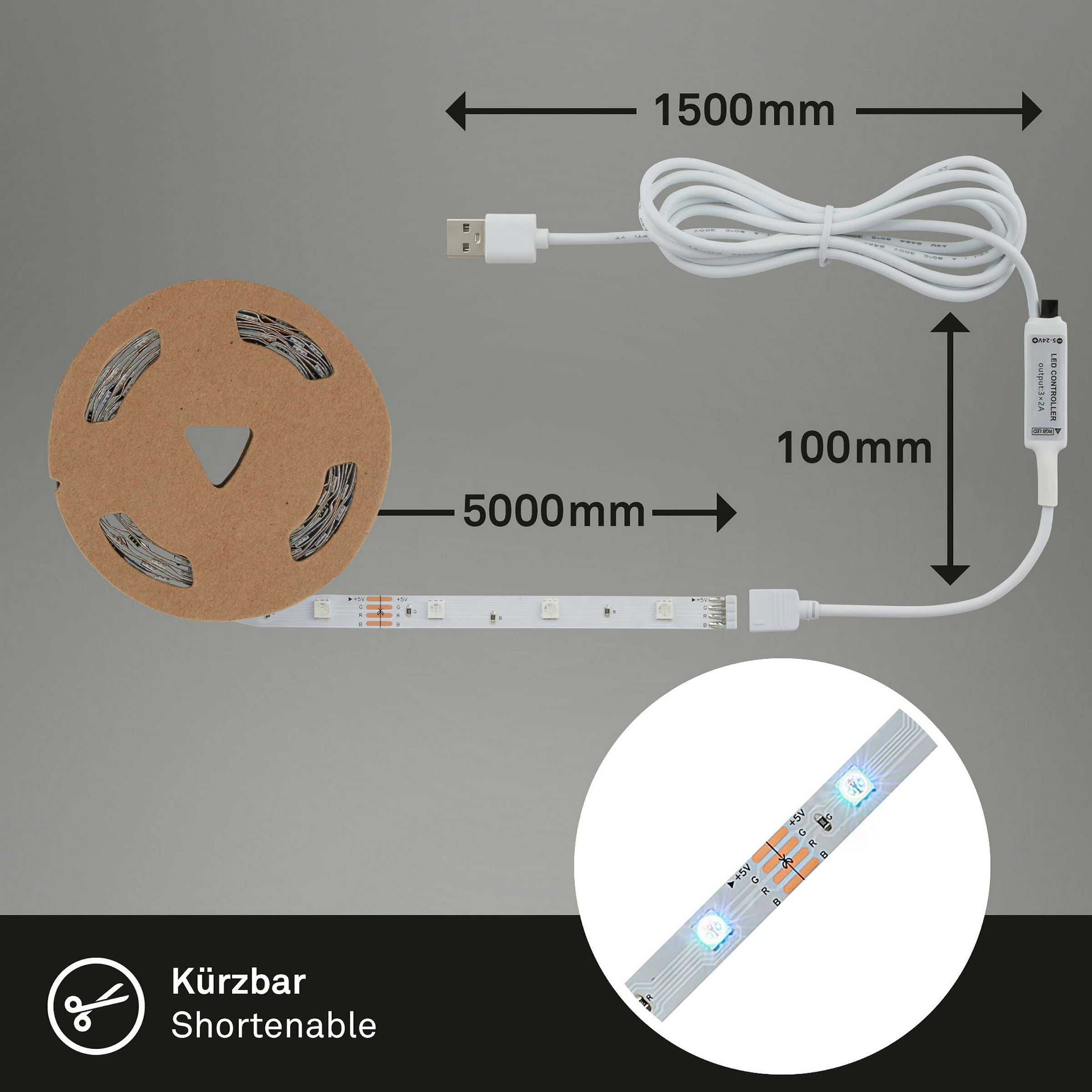 USB SMART WiFi + Bluetooth RGB-LED Flexband, 5m, USB