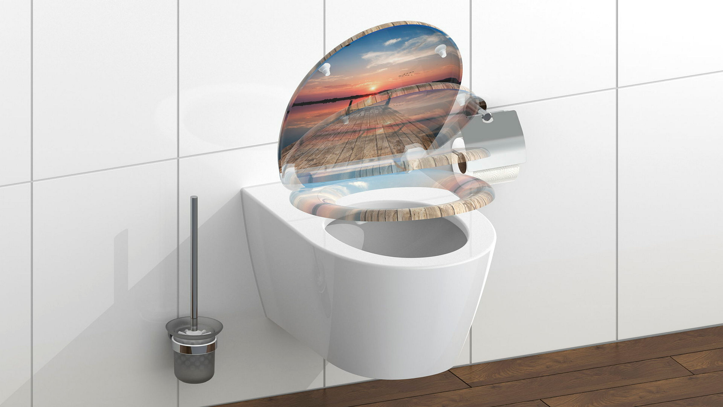 Duroplast WC-Sitz SUNSET SKY, mit Absenkautomatik und Schnellverschluss