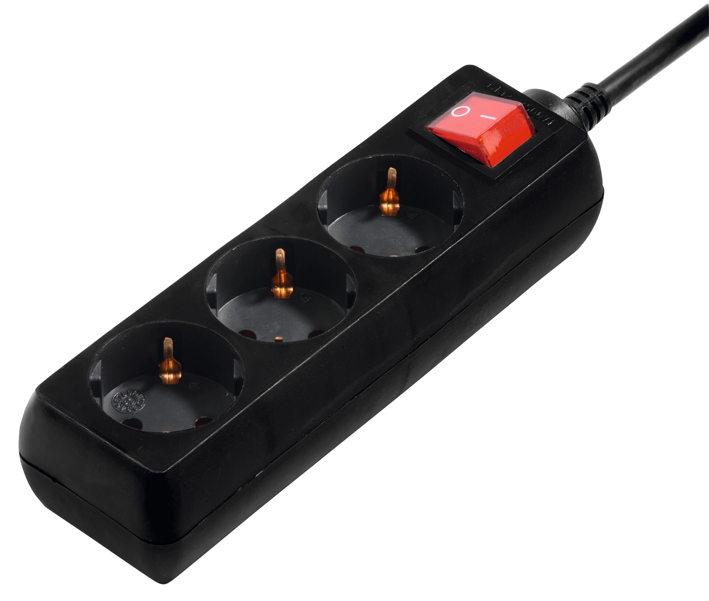 Hama Steckdosenleiste, 3-fach, mit Schalter, 3 m, Schwarz