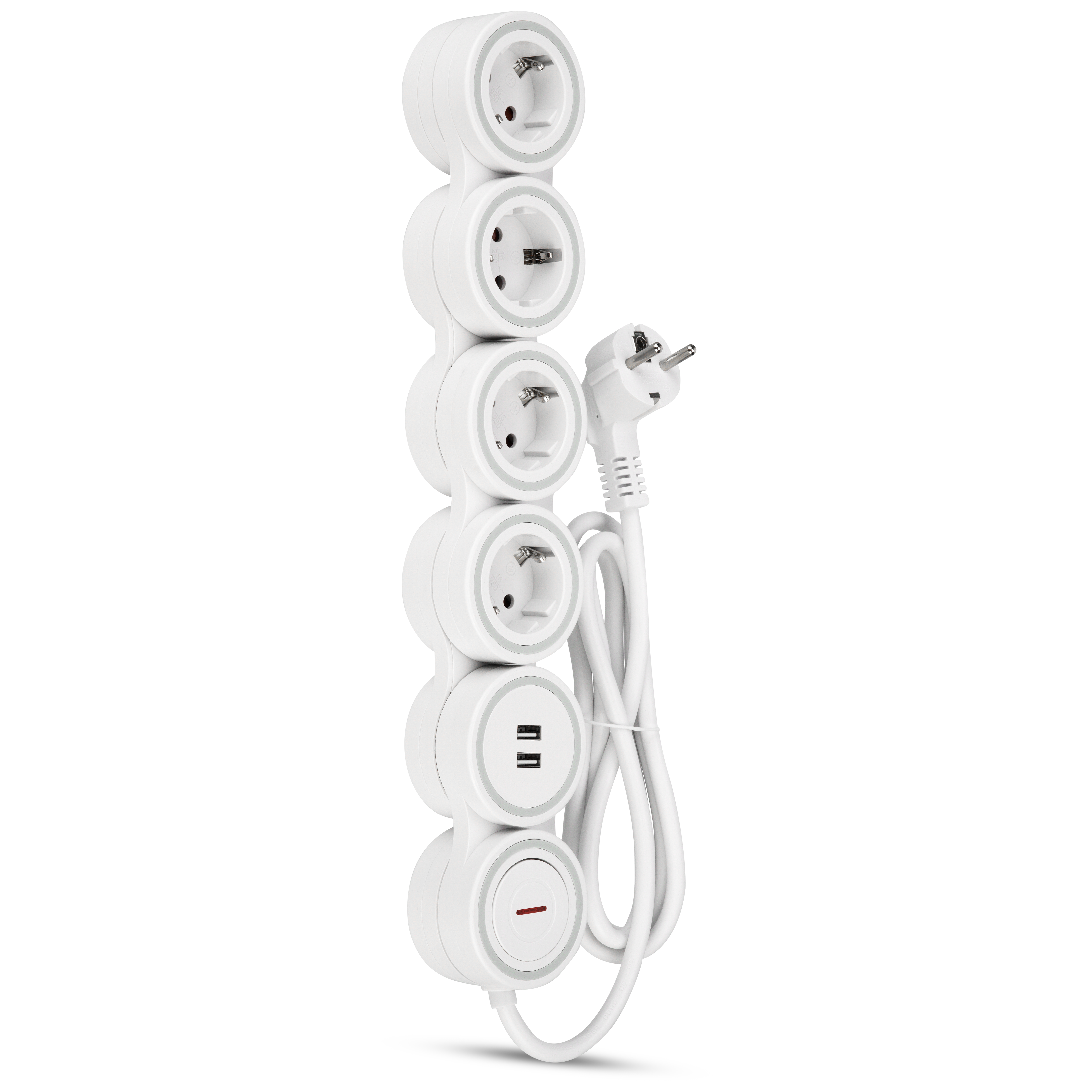 Steckdosenleiste Supraflex 4-fach USB & Schalter 1,4m weiß-grau