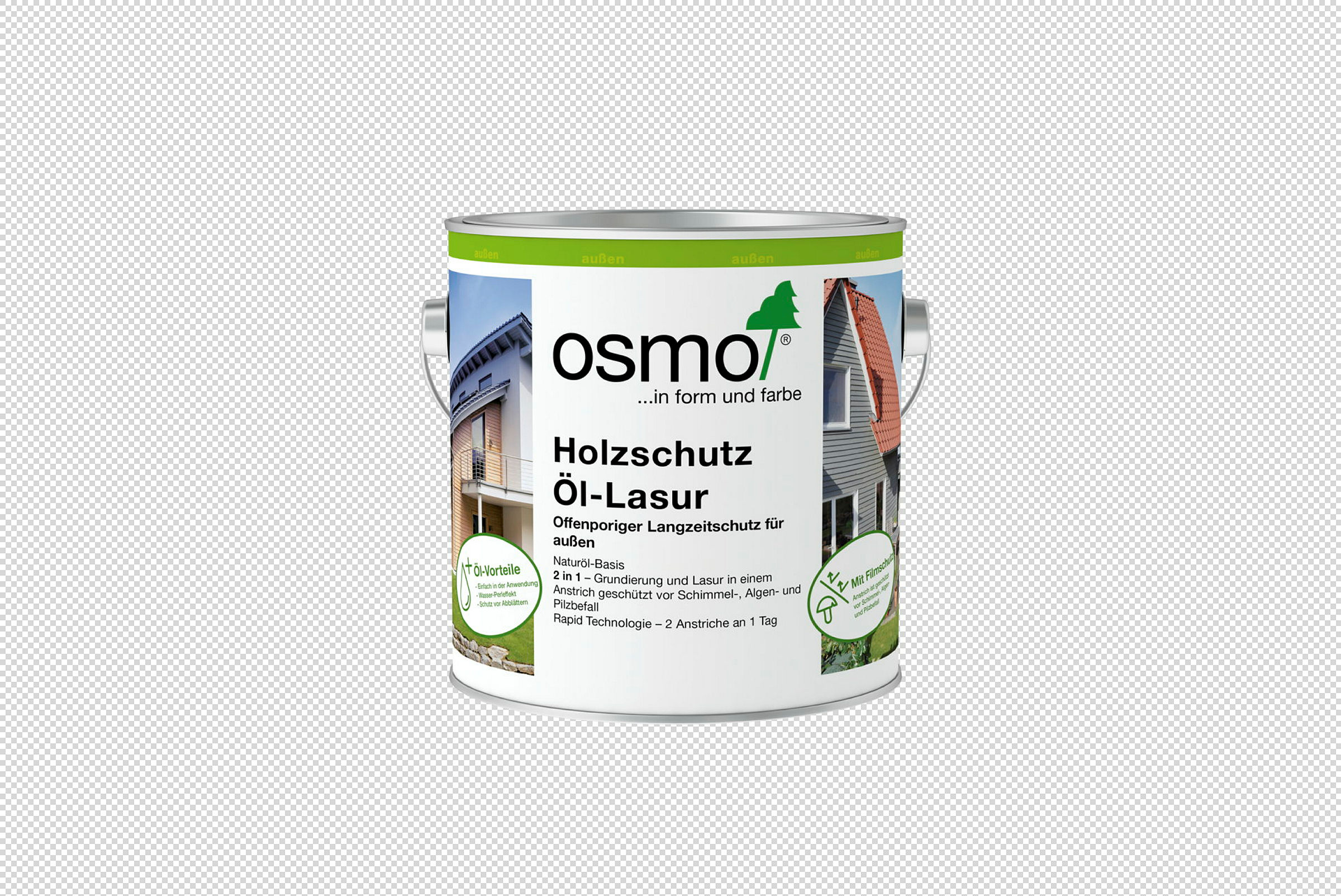 Dekorativer, seidenmatter Holzschutz-Anstrich auf Naturölbasis f