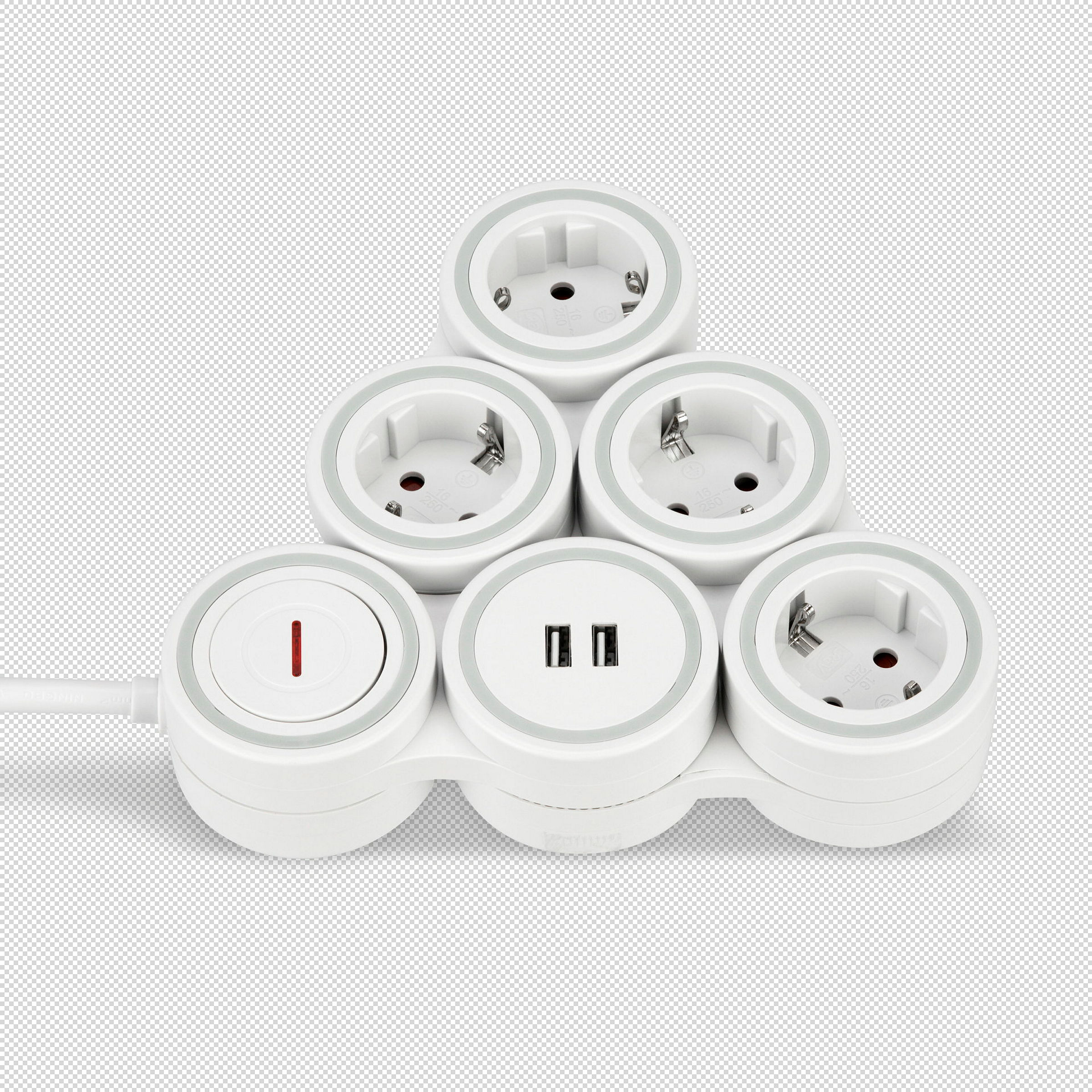Steckdosenleiste Supraflex 4-fach USB & Schalter 1,4m weiß-grau