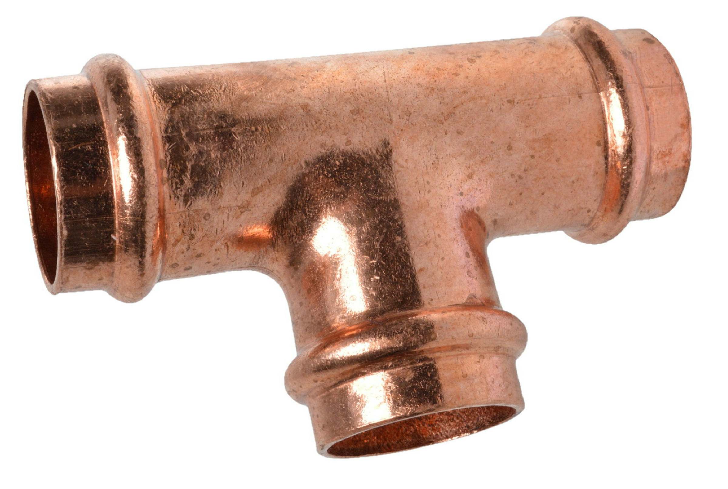 CU T-Stück, blank, 22 mm, 3 Muffen, (P5130)