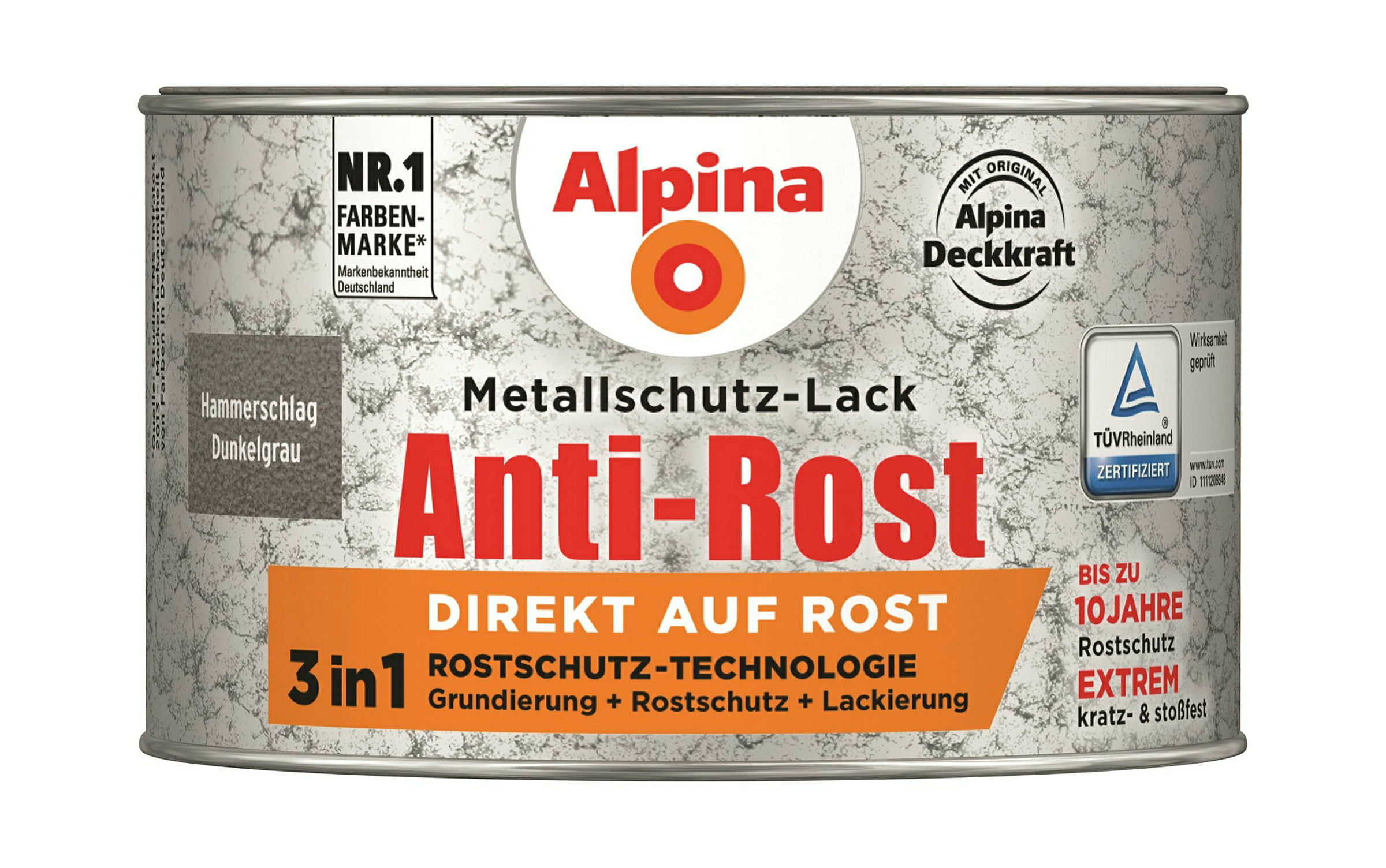 Alpina Metallschutzlack Anti-Rost Hammerschlag Dunkelgrau 300ml