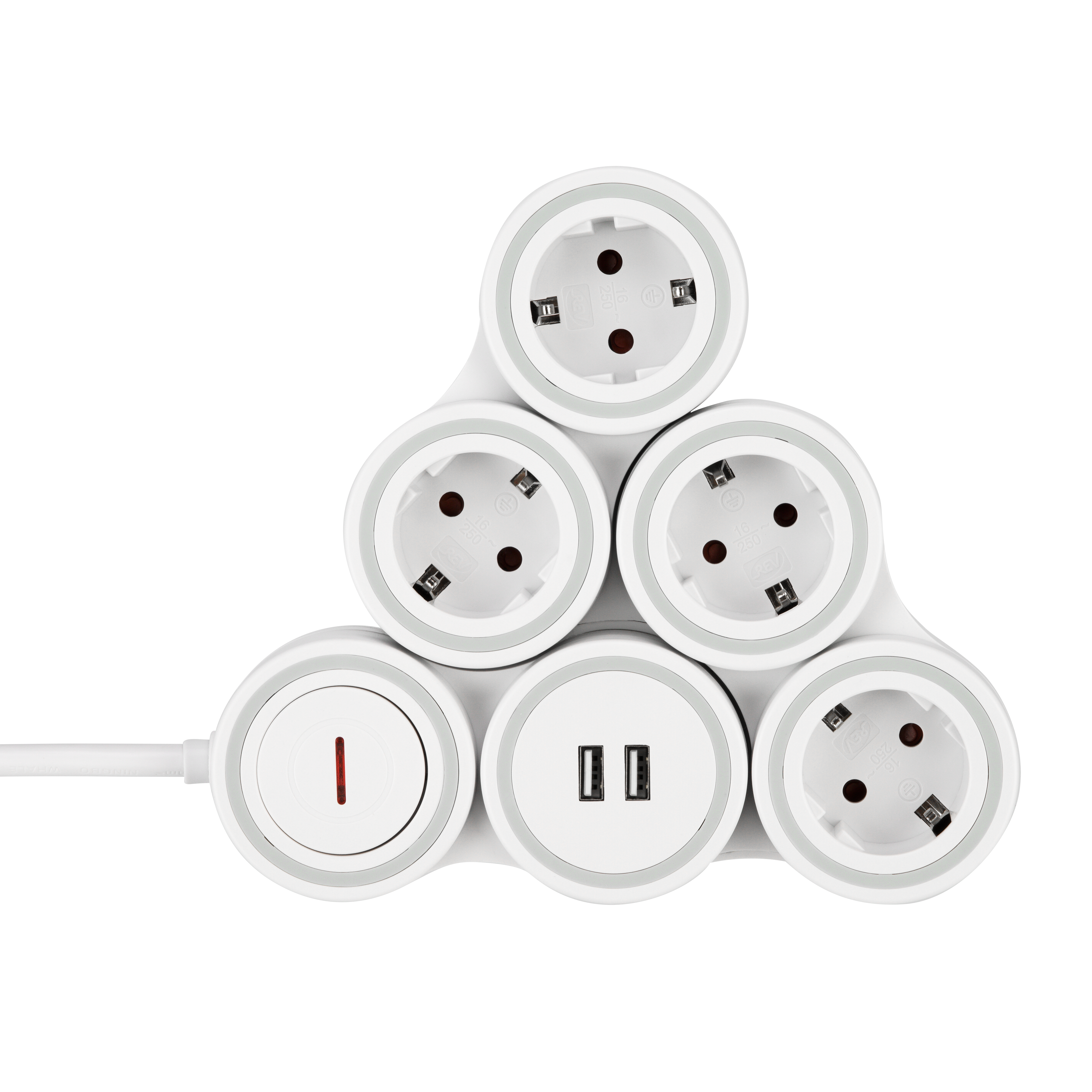 Steckdosenleiste Supraflex 4-fach USB & Schalter 1,4m weiß-grau