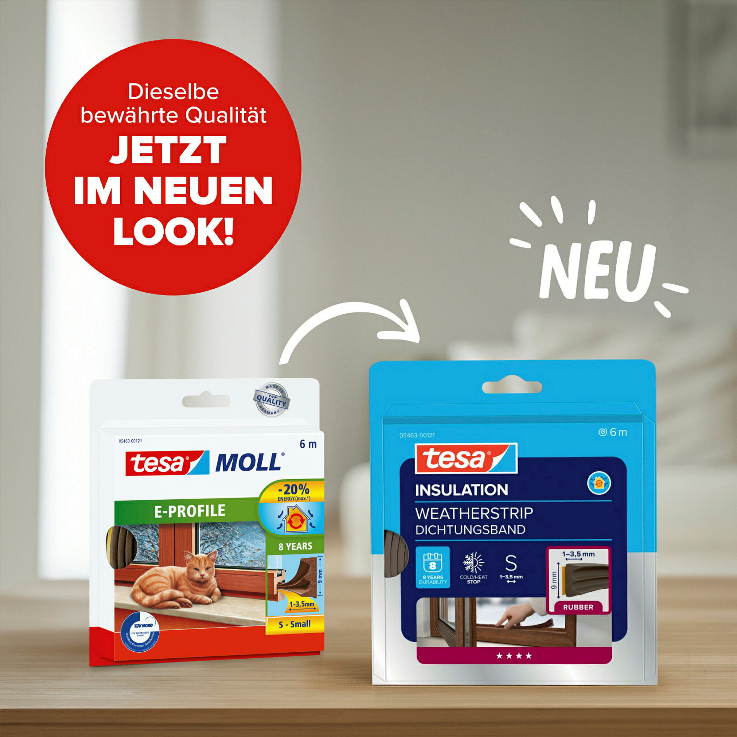 tesamoll® E-Profil braun, für Spalten von 1-3,5mm