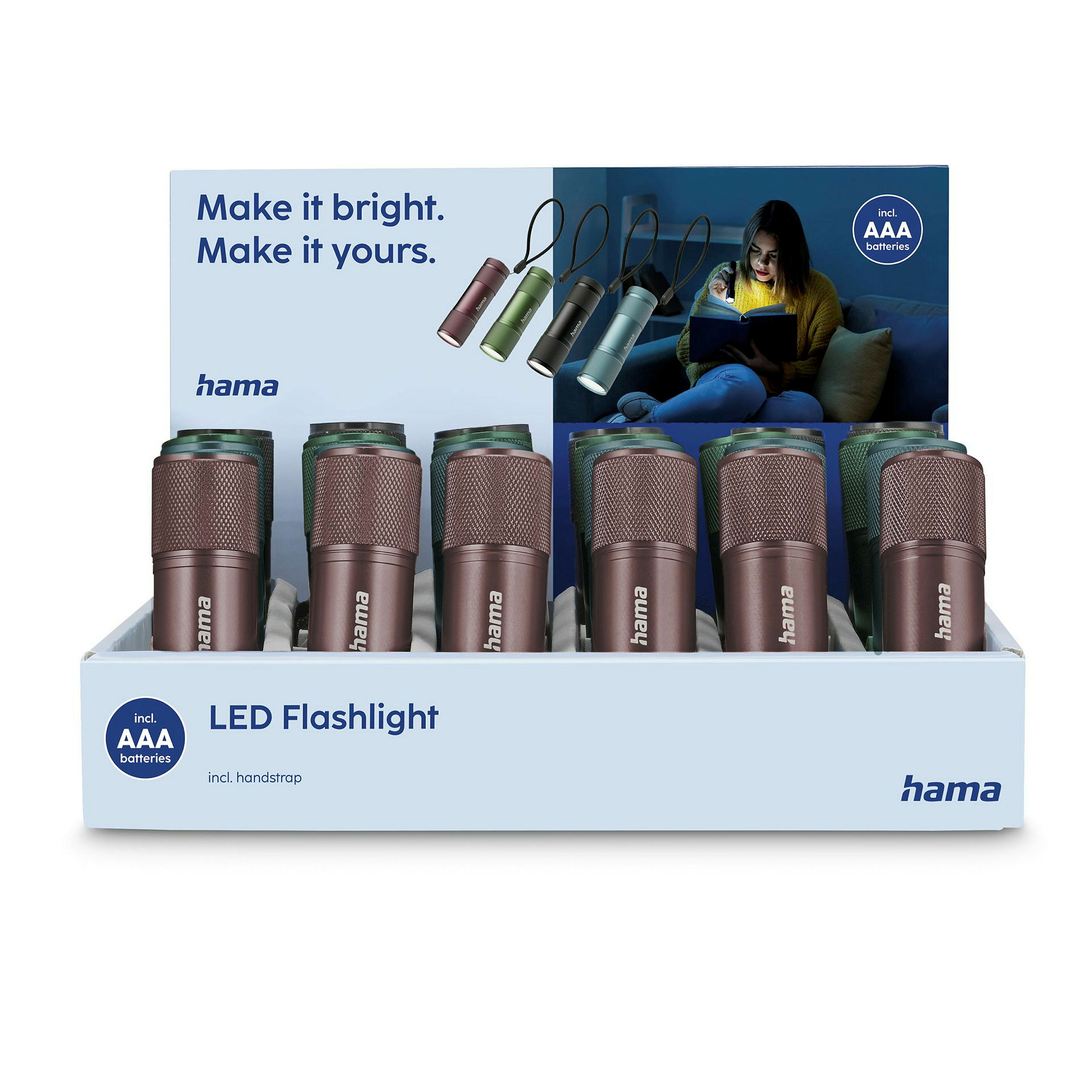Hama LED-Taschenlampe ''FL25'', mit Batterien, Aluminium, 24 St./Display