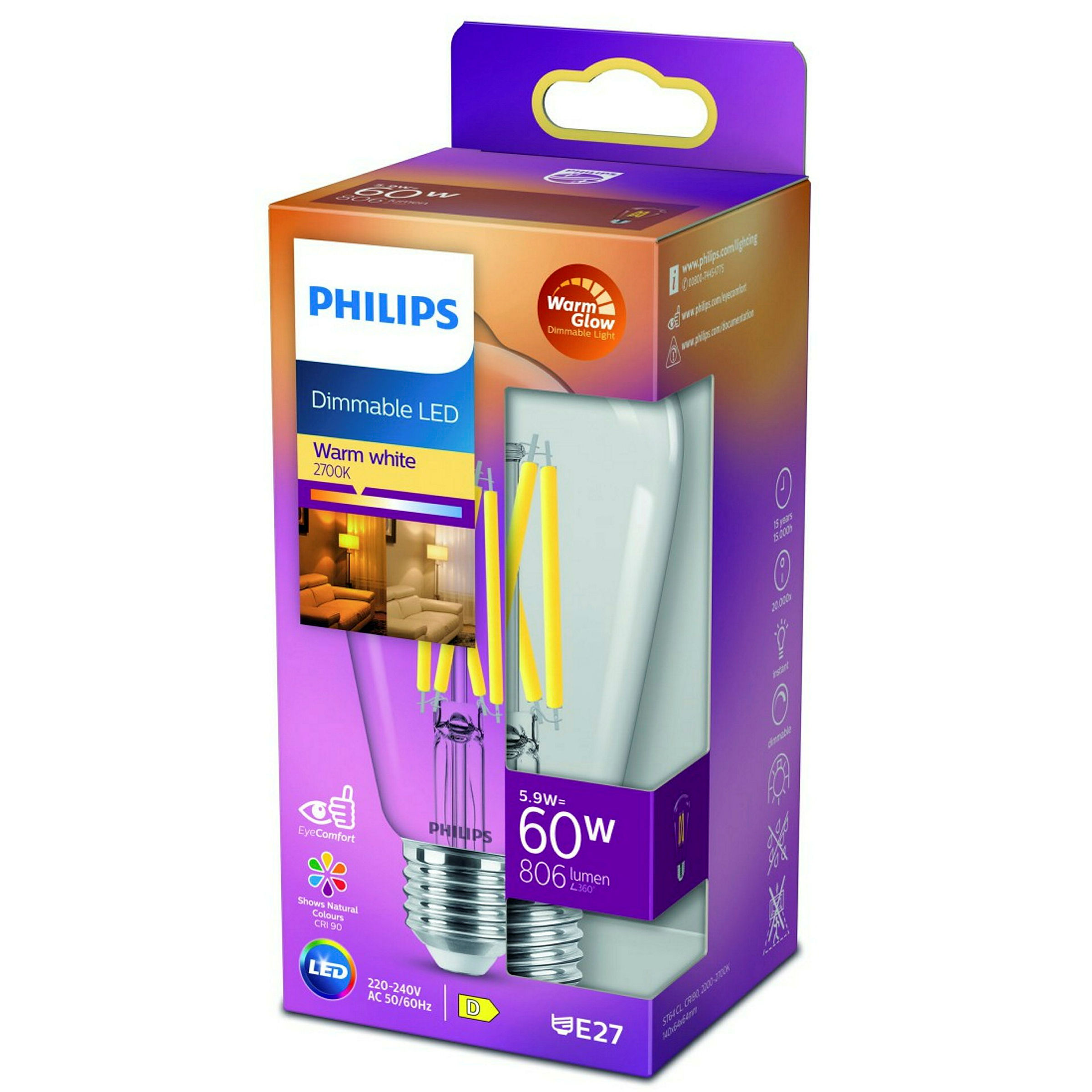 Philips Leuchtmittel ''LED classic'', E27 ST64 7,2W, Warmweiß