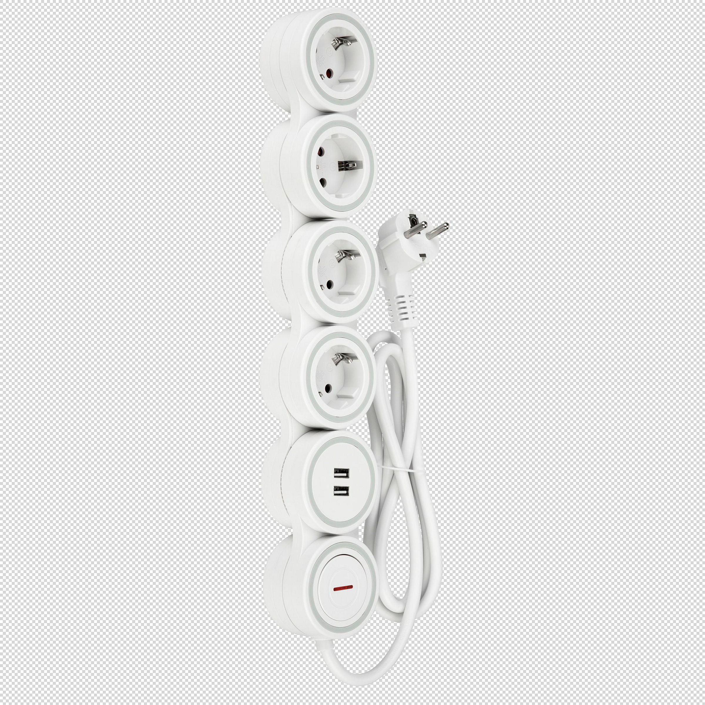 Steckdosenleiste Supraflex 4-fach USB & Schalter 1,4m weiß-grau