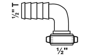 MS Halbe Winkel-Schlauchverschraubung, blank, 1/2''M x 1/2''T