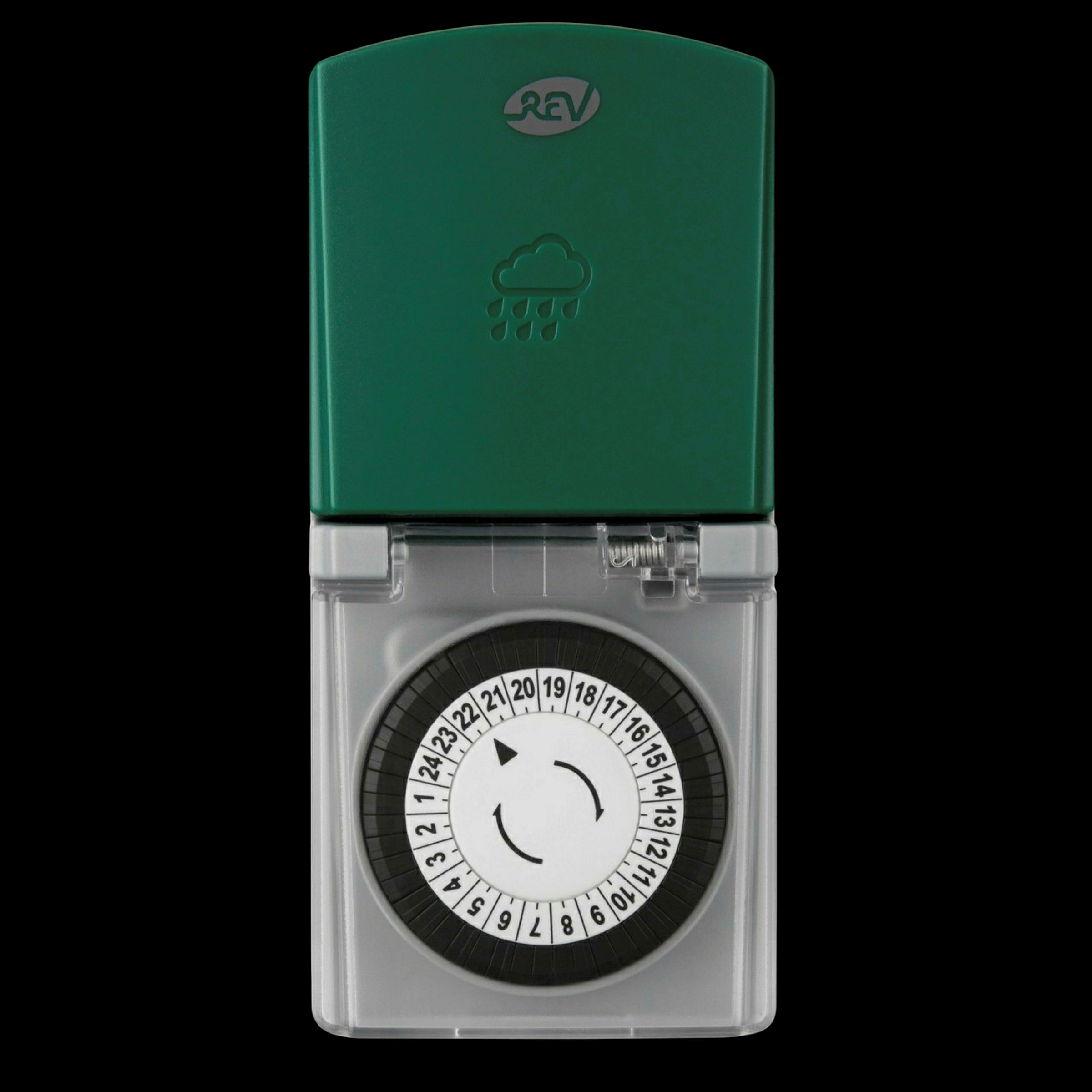 Zeitschaltuhr außen IP44 mechanisch Standard 48 Schaltzeiten grau-grün