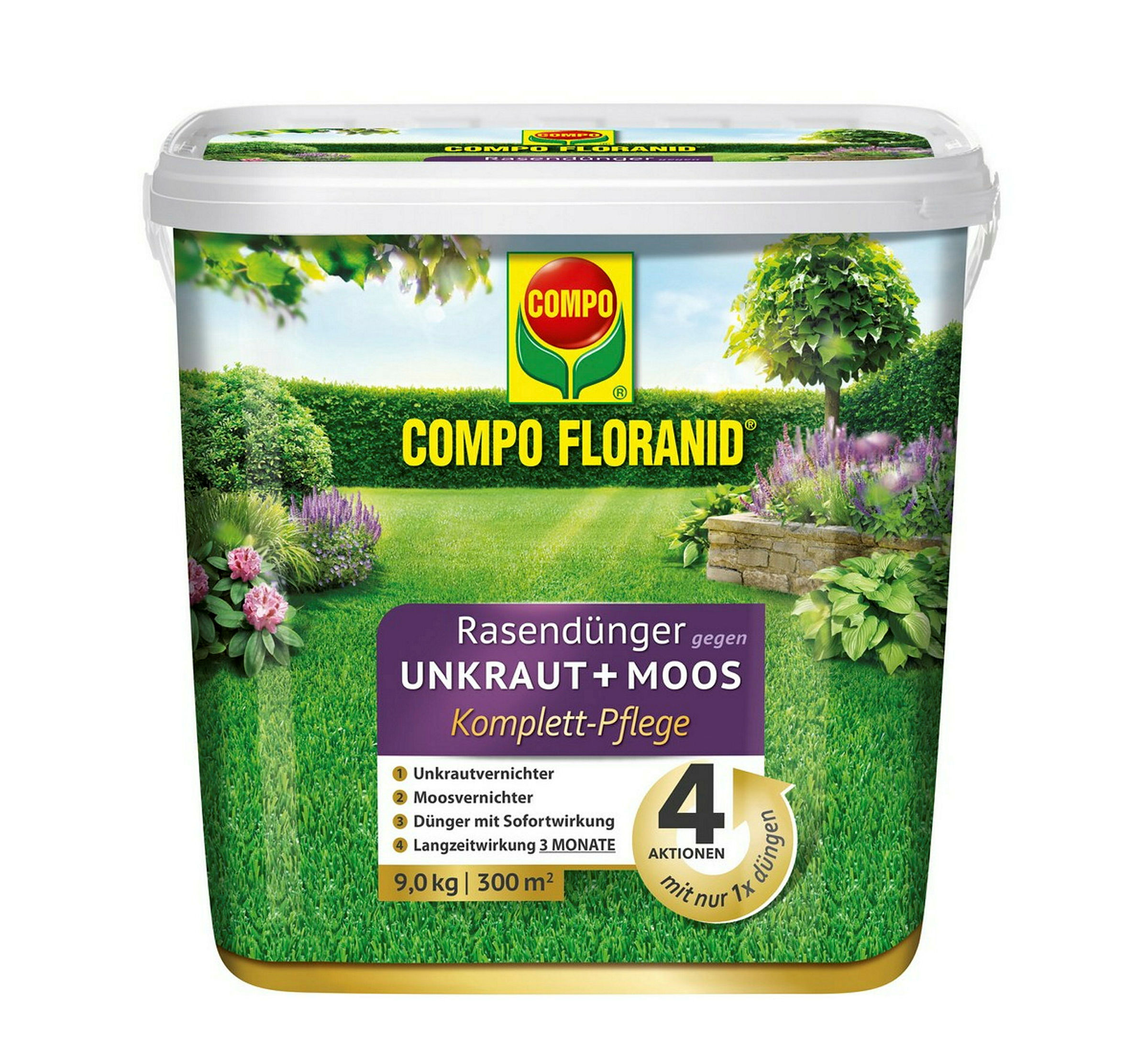 COMPO Rasendünger Unkraut+Moos Komplettpflege, 9 kg