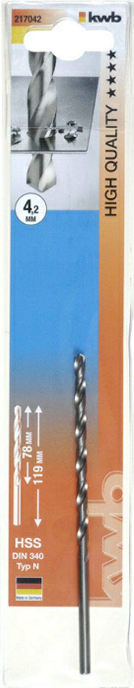 HSS Spiralbohrer, lange Ausführung, ø 4.2 mm