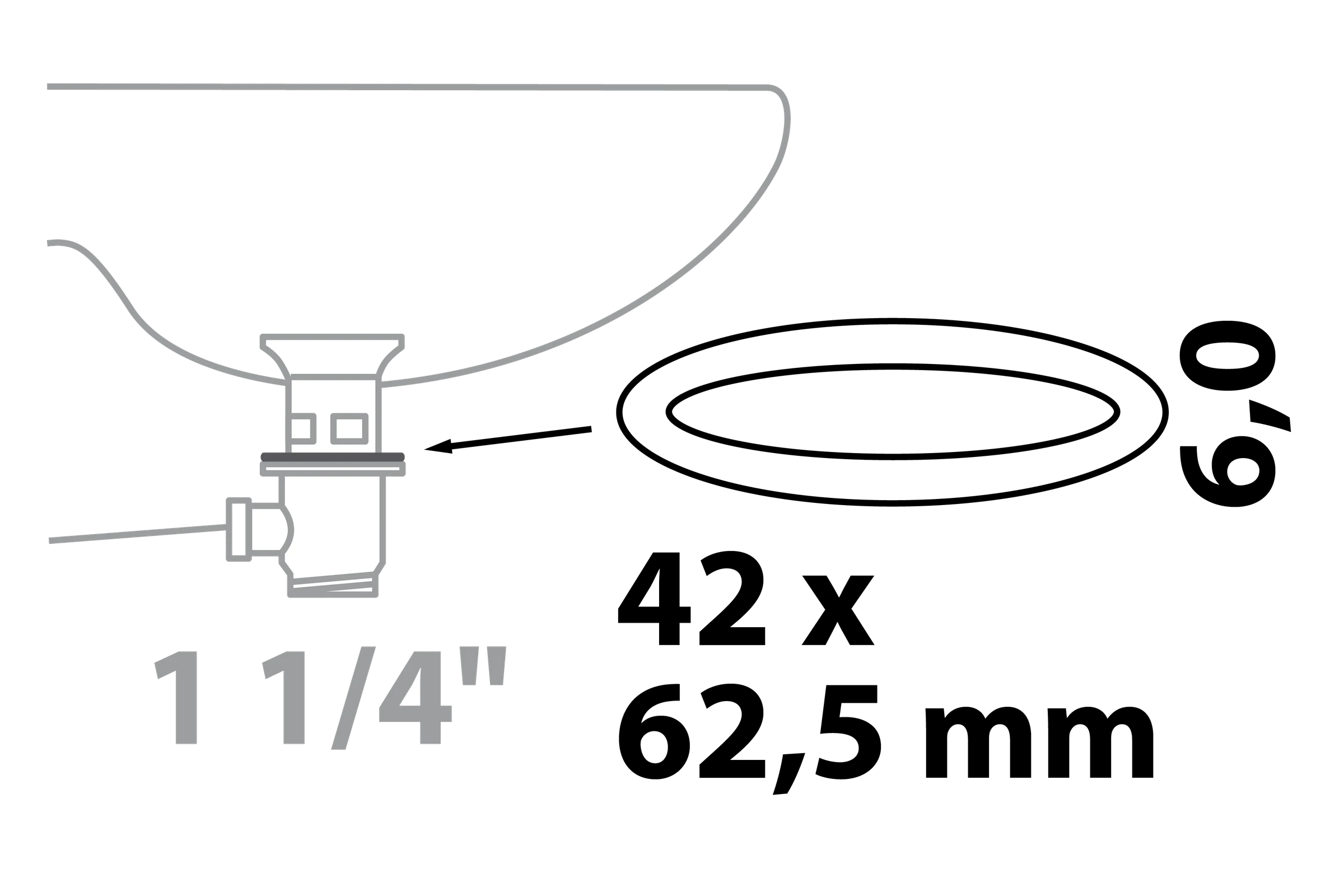 Dichtung, Silikon, 42 x 62,5 x 6 mm, für Waschtisch Exzenter/Universalventi