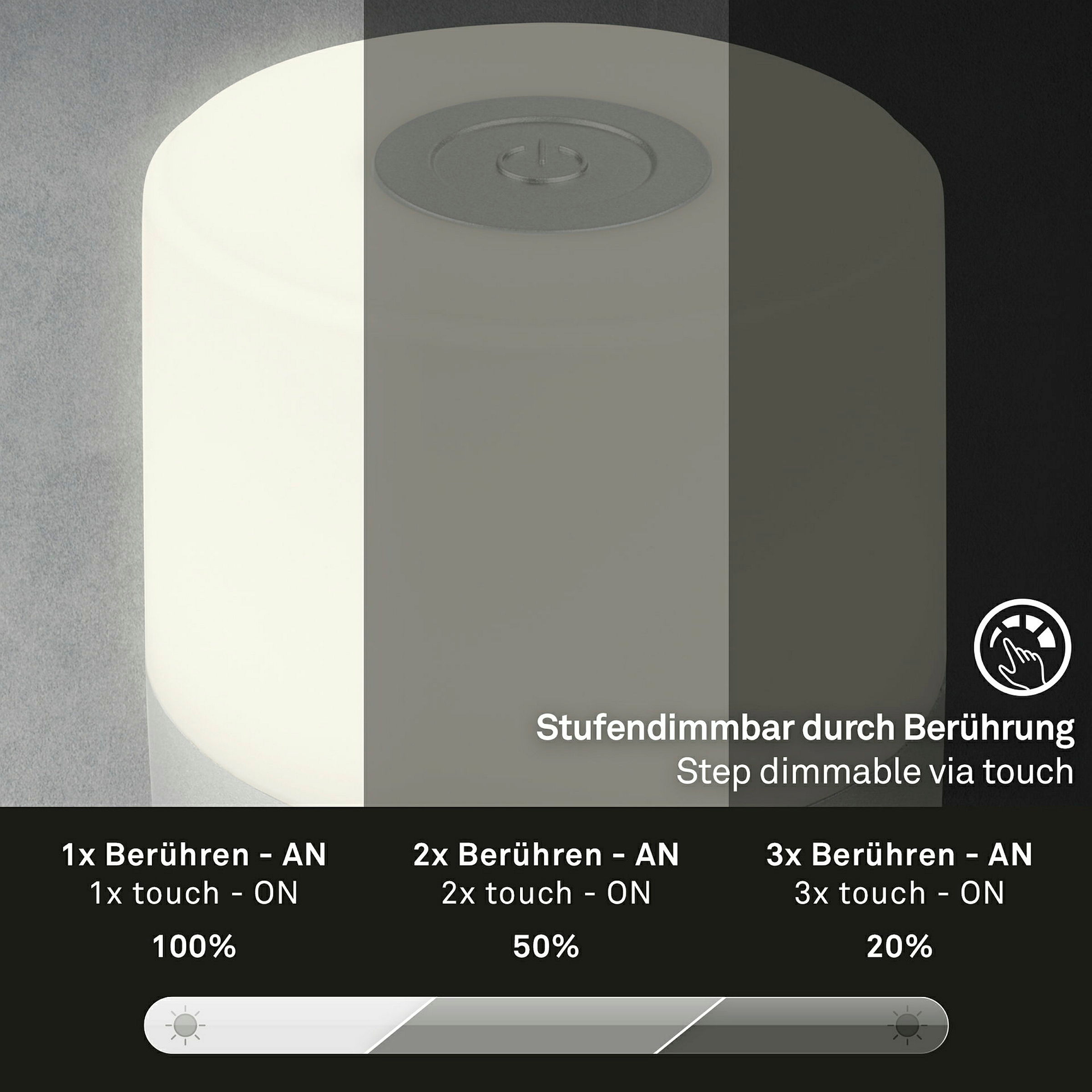 SMAL Akku LED Tischleuchte, Chrom-matt, 1xLED/2W