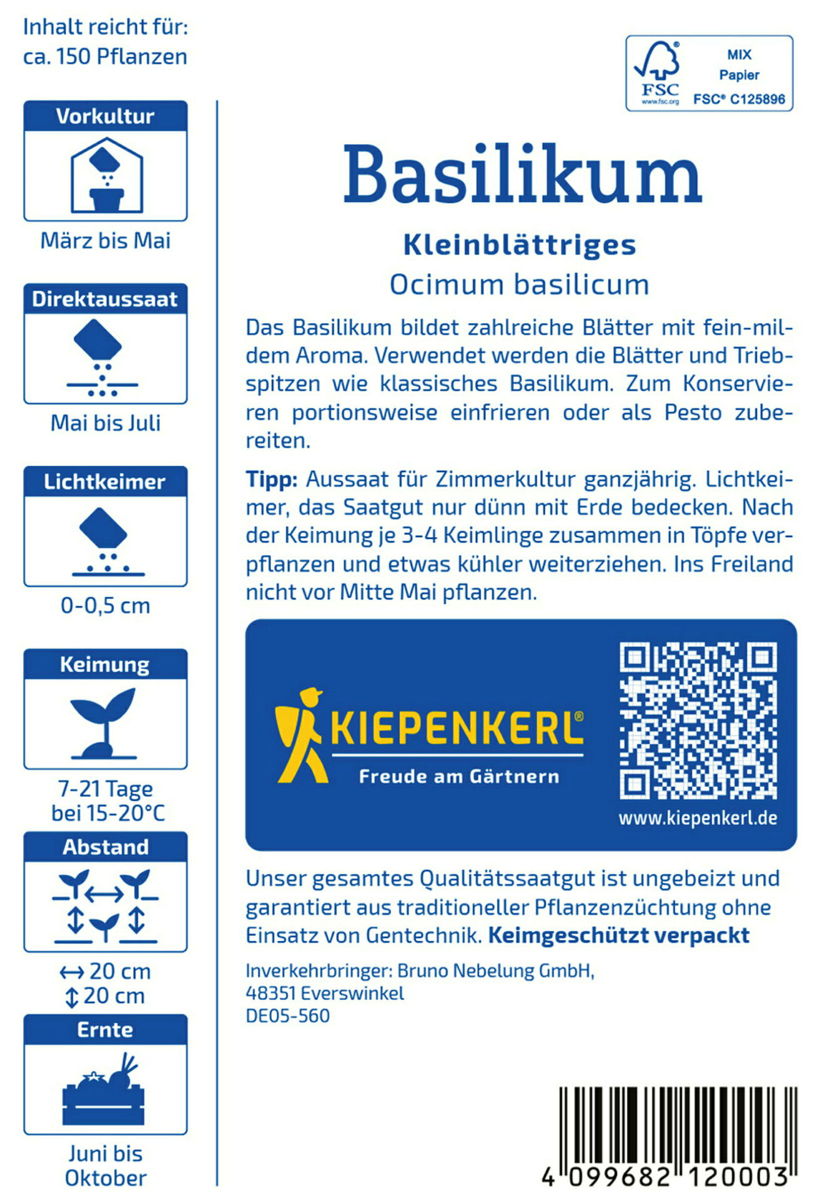 Kiepenkerl Basilikum Kleinblättriges