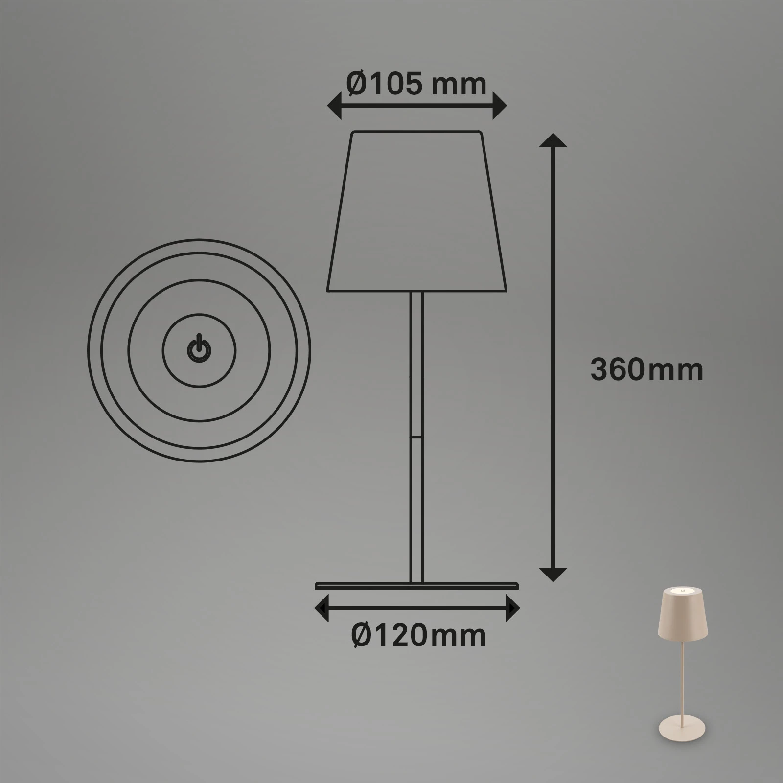 KIKI LED Akku Tischleuchte, IP44, 2,5W, Beige