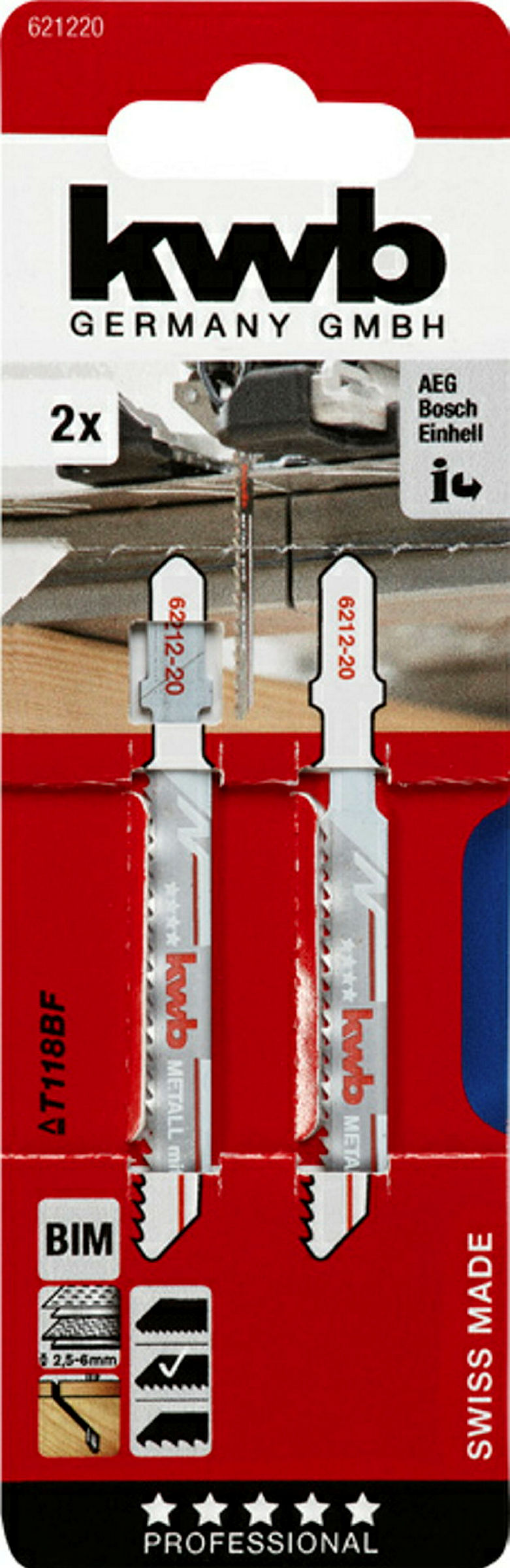 Stichsägeblätter, Metallbearbeitung, Bi-Metall, 2 x mittel