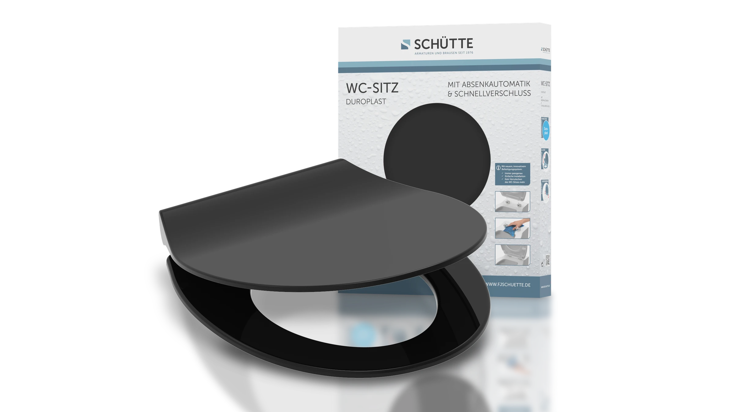 Duroplast WC-Sitz SLIM BLACK, mit Absenkautomatik und Schnellverschluss