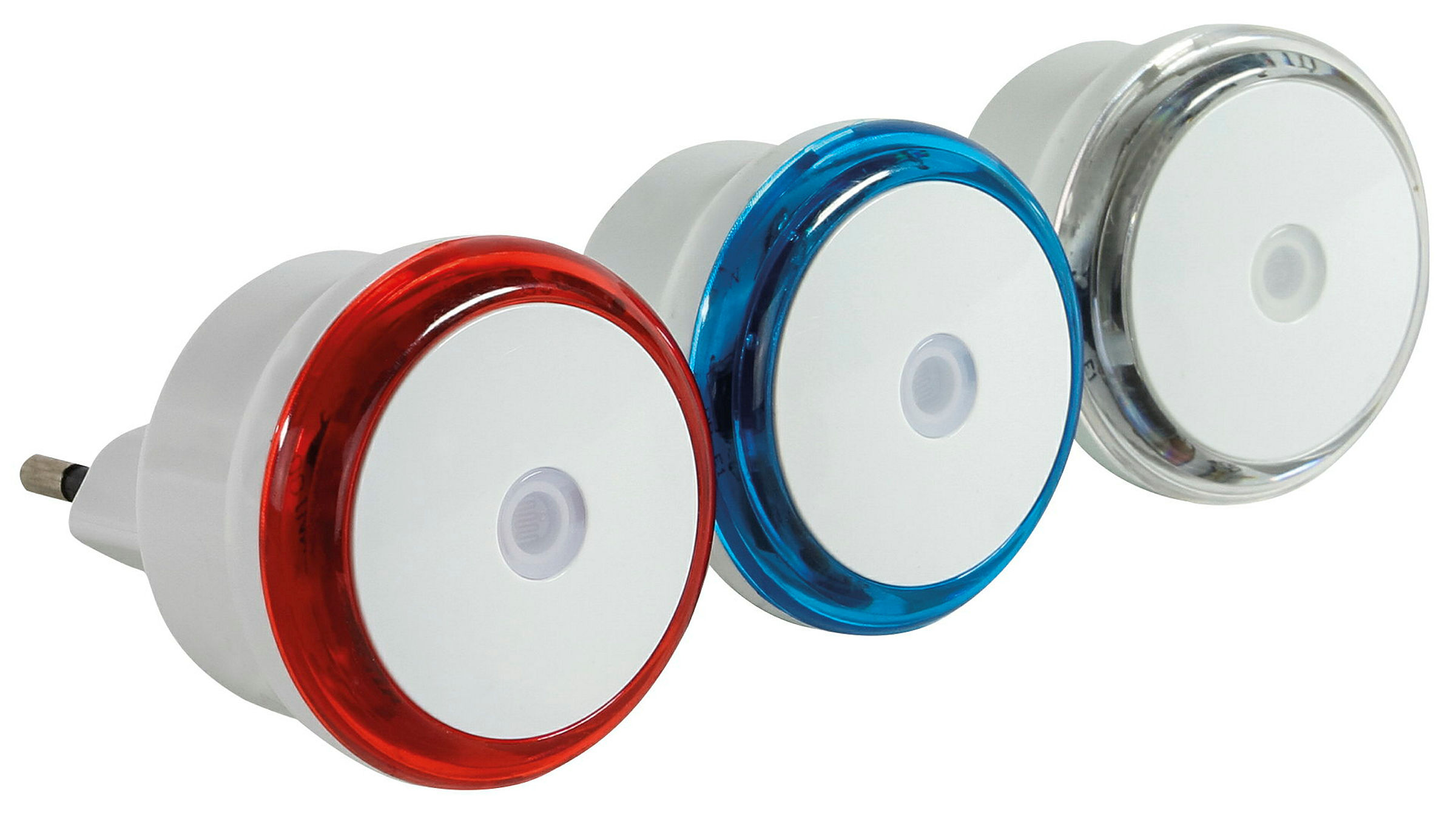 Nachtlicht LED 3er Set rot, blau, weiß mit Dämmerungsautomatik 0,8W