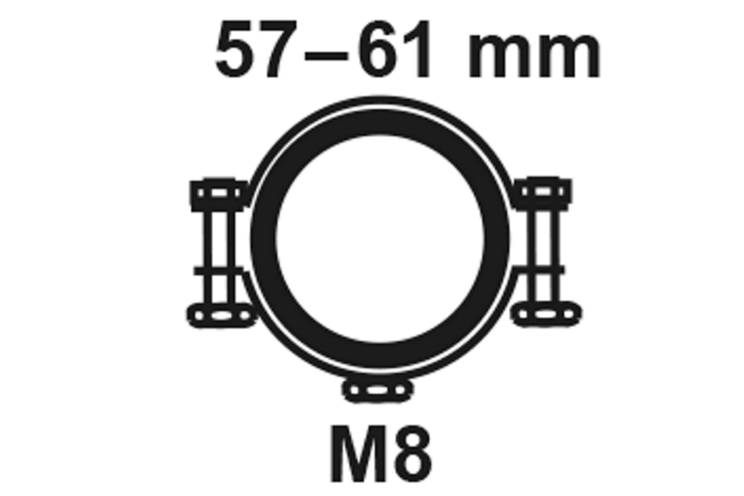 Rohrschelle, 57 mm - 61 mm, schallgedämmt, für 2'', mit M8 Gewindemuffe