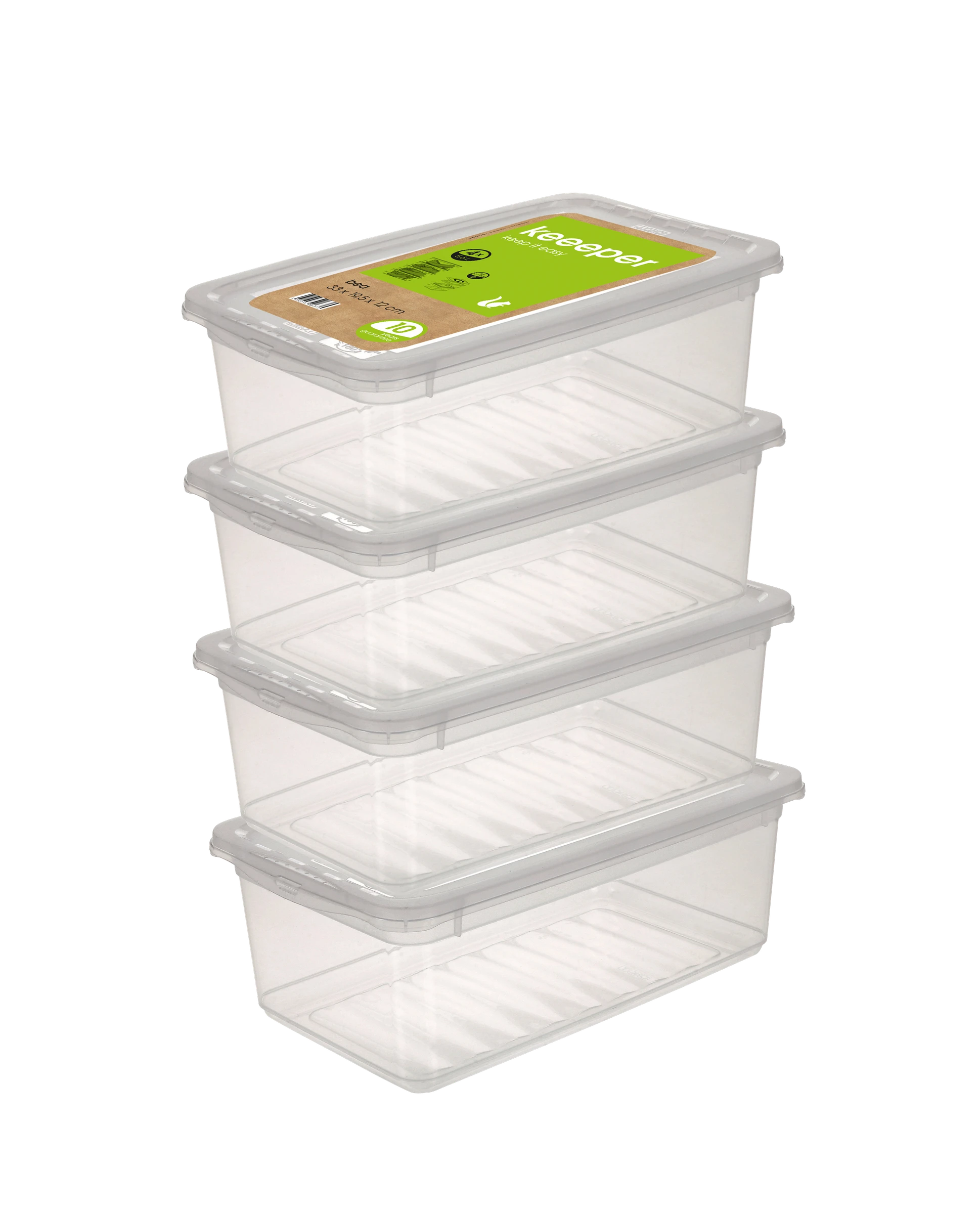 keeeper Aufbewahrungsboxen, 4 X 5,5 L, 33 x 19,5 x 12 cm, Bea, Transparent