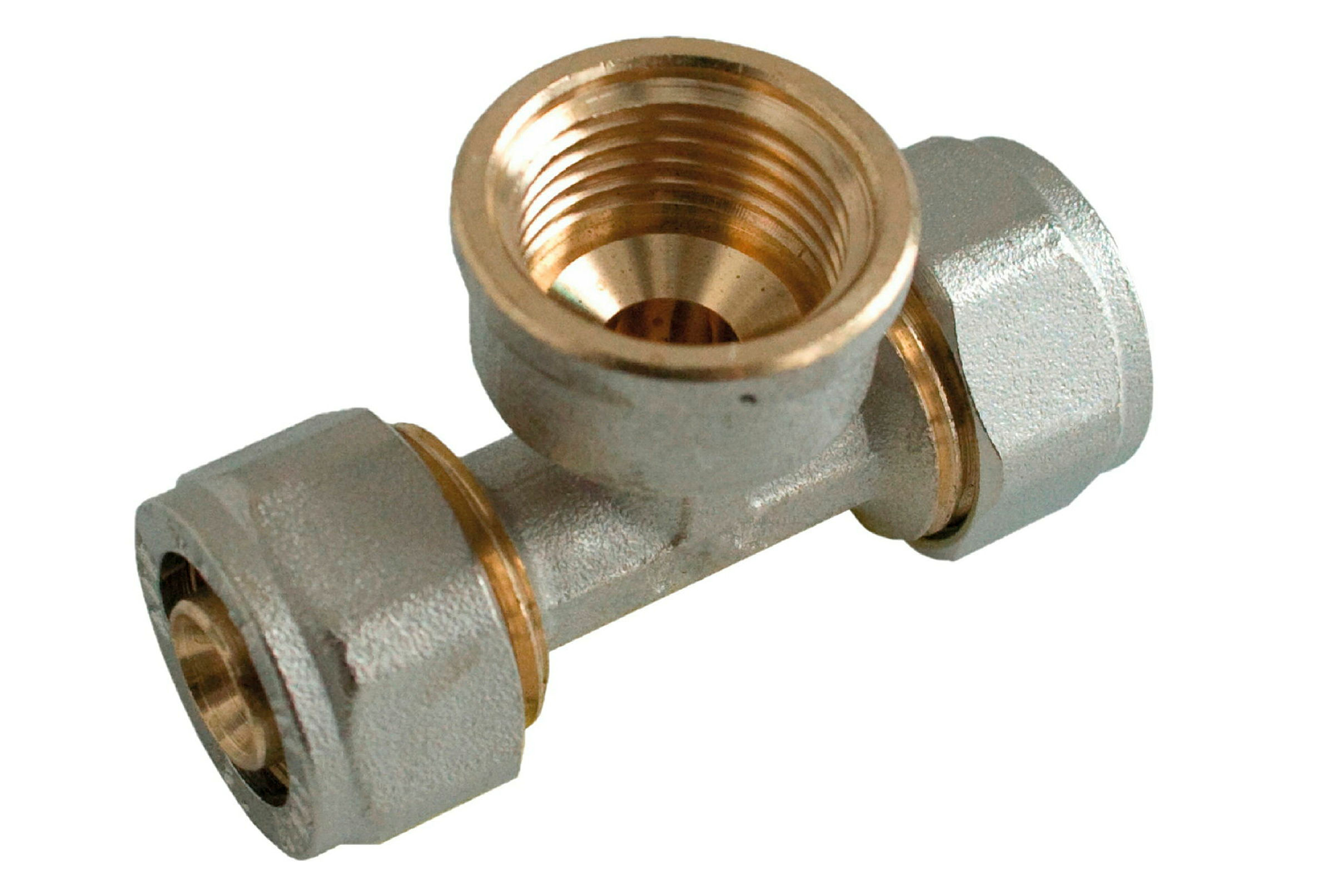 MS T-Stück, blank, 20 mm x 3/4''IG x 20 mm, Klemmfitting für MSVR