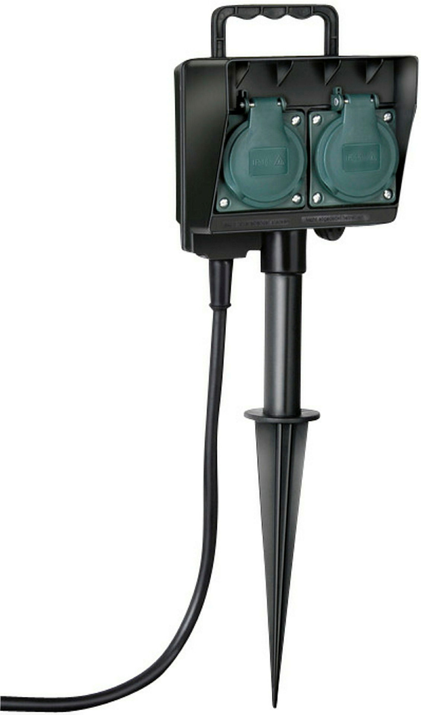 Gartensteckdose mit Erdspiess 2-Fach 1,4m Kabel H07RN-F3G1,5