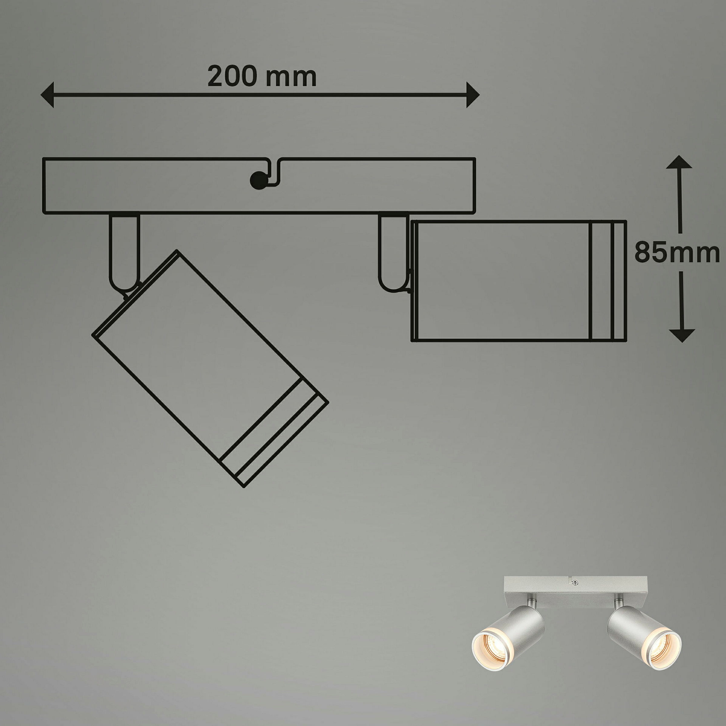 RUB Spot light, 2-flame, GU10/excl. bulb, chrome-matt