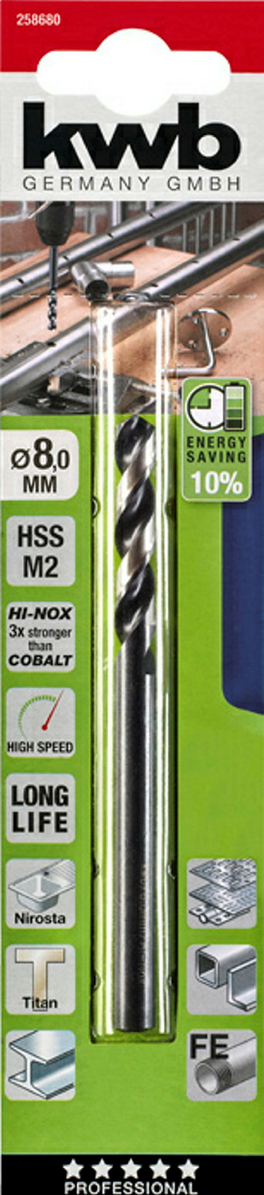 HI-NOX HSS M2 Metallbohrer, ø 8.0 mm