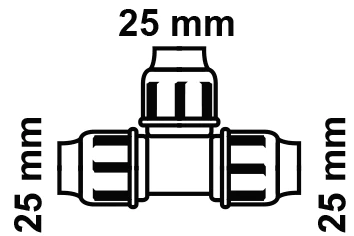 PP T-Stück, 25 mm, Klemmfitting für HDPE