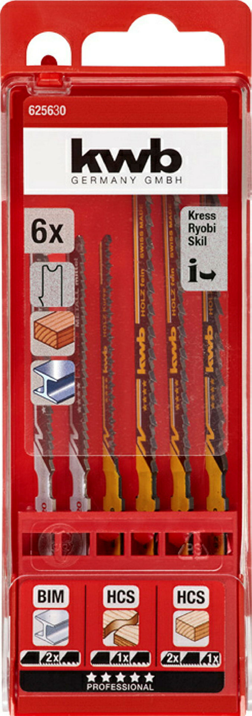 Stichsägeblätter-Set, HCS, 6-teilig