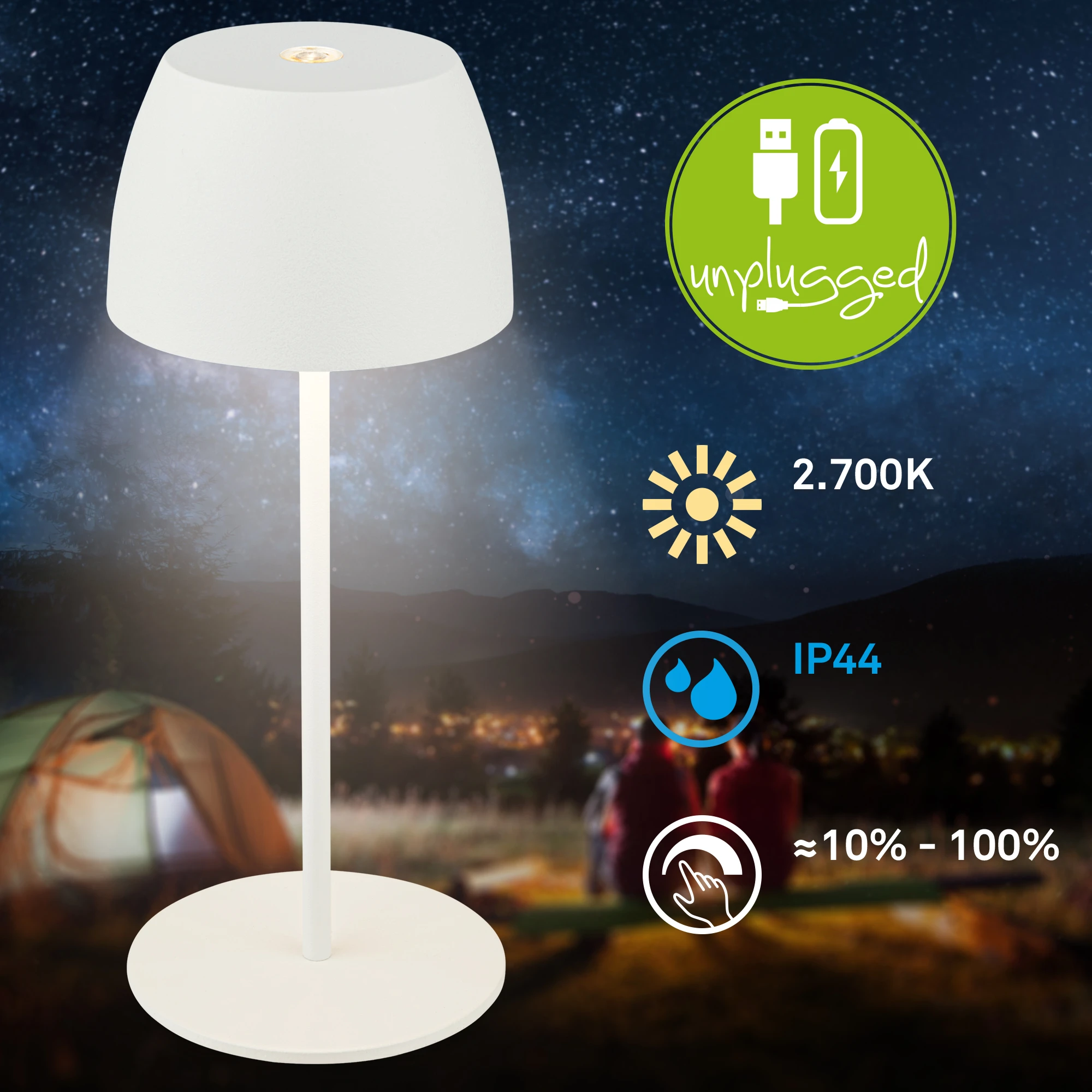 SERINA MINI Akku LED Tischleuchte - Mini; Touch, Weiß