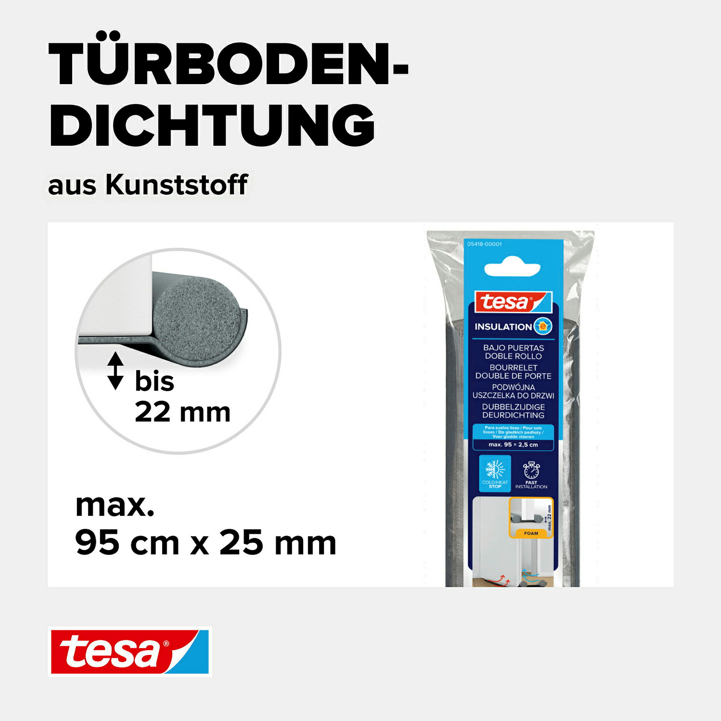 tesamoll®l® Türbodendoppeldichtung 0.95m x 22mm, grau