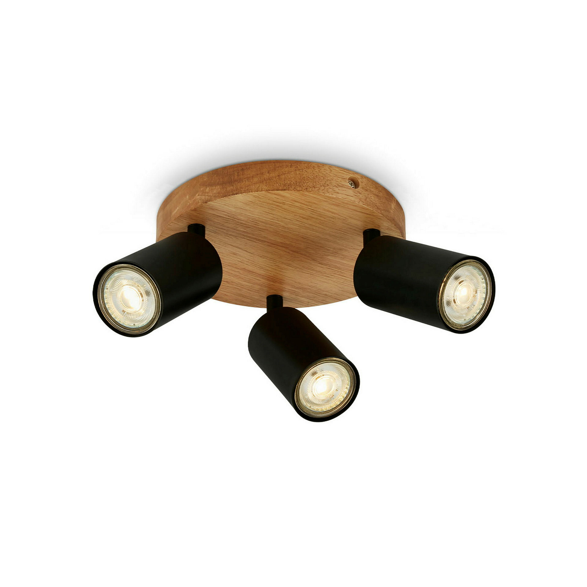 Spotleuchte, schwarz, mit Holz, exkl. 3xGU10 9W