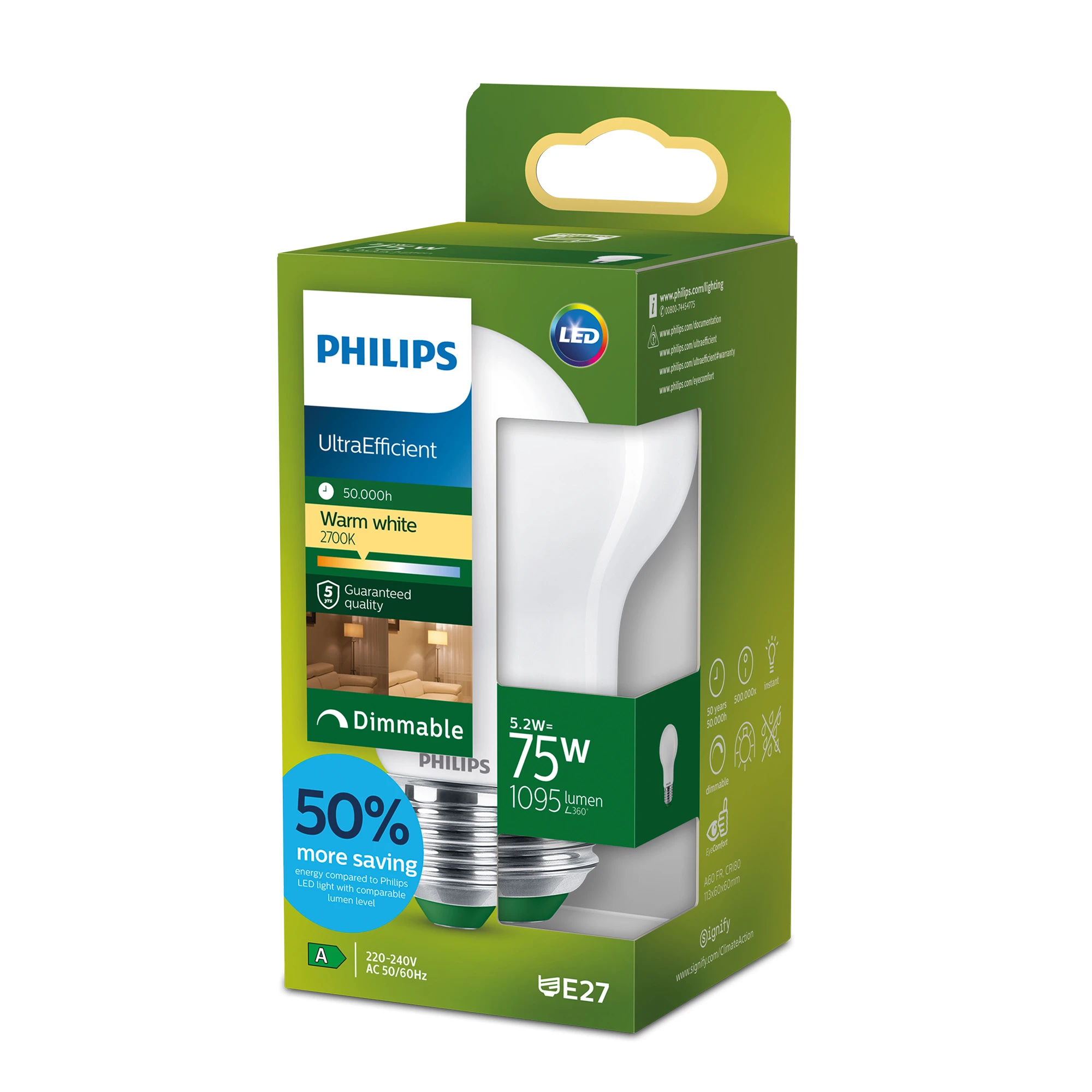 LED-Lampe ''classic ultraeffizient'', 75W, E27, matt, warmweiß, dimmbar
