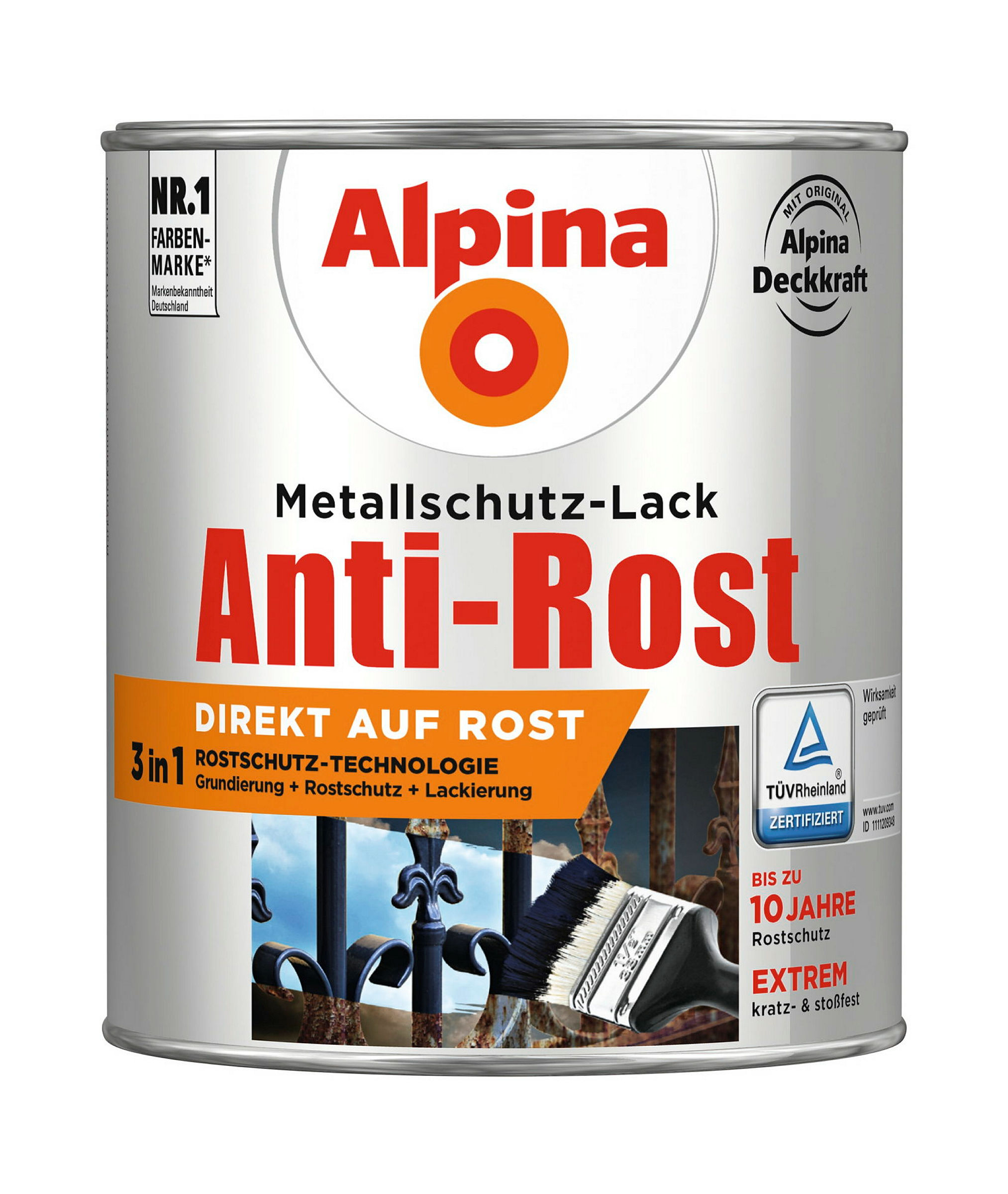 Alpina Metallschutzlack Anti-Rost Weiß 750ml matt