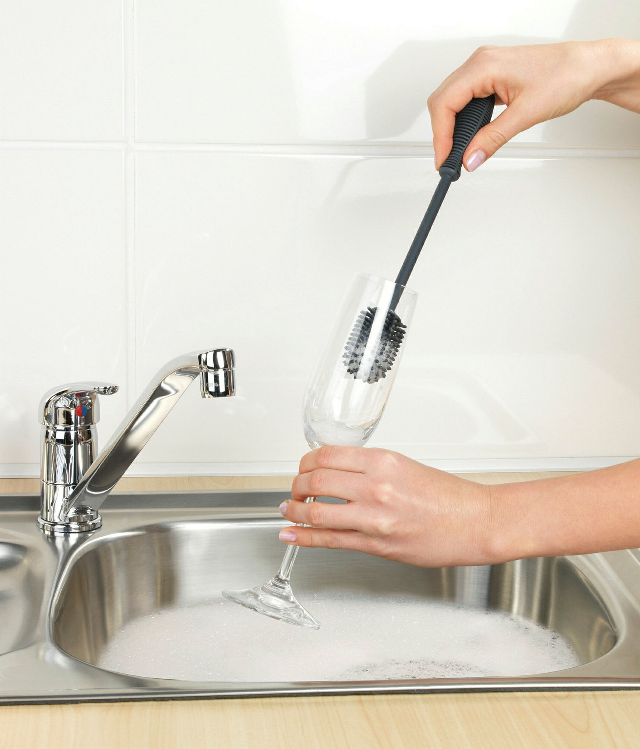 Silikon Spülbürste 25 cm Grau Sia